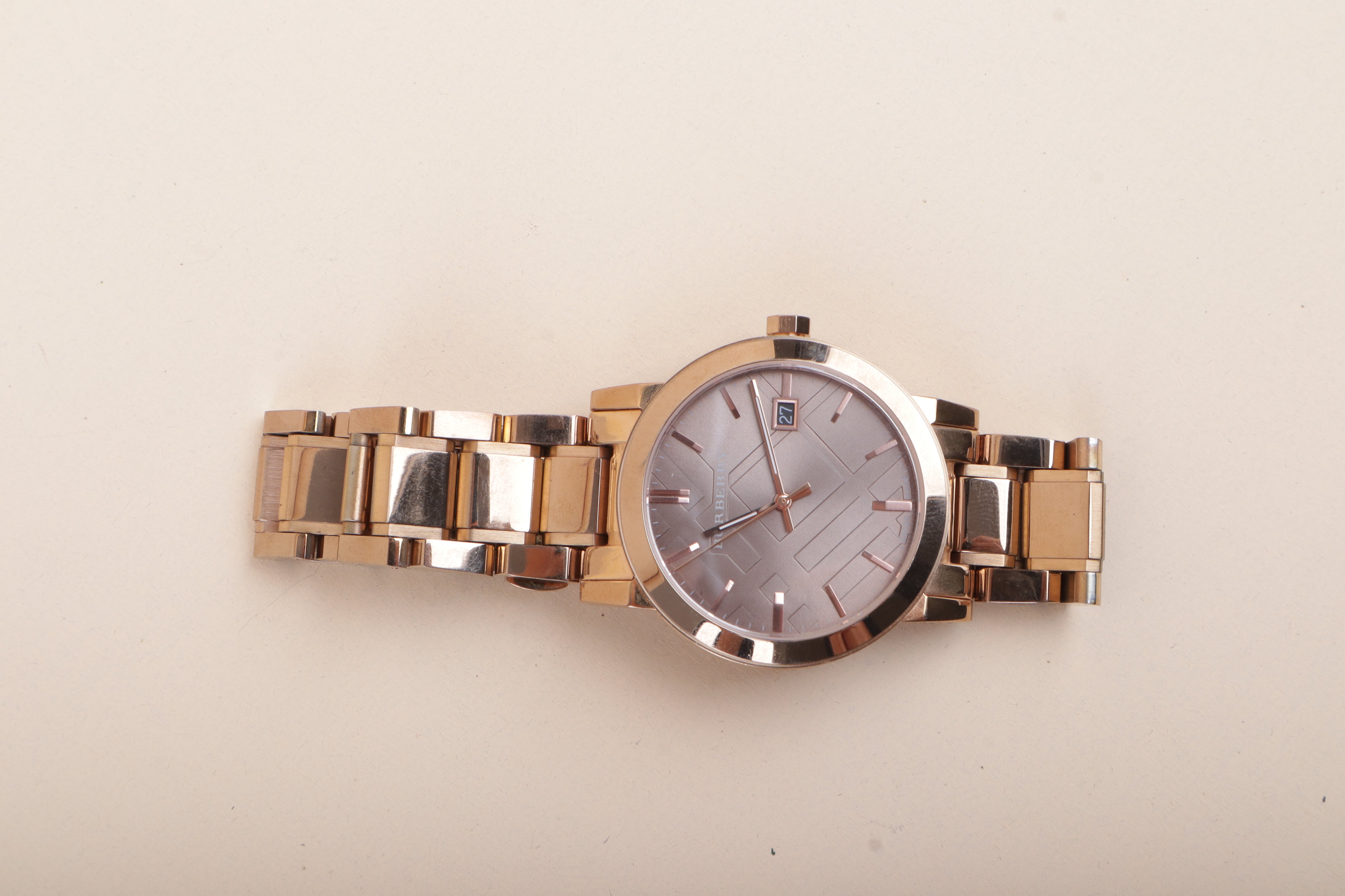 Burberry Stainless Steel Rose Gold Tone Unisex Watch