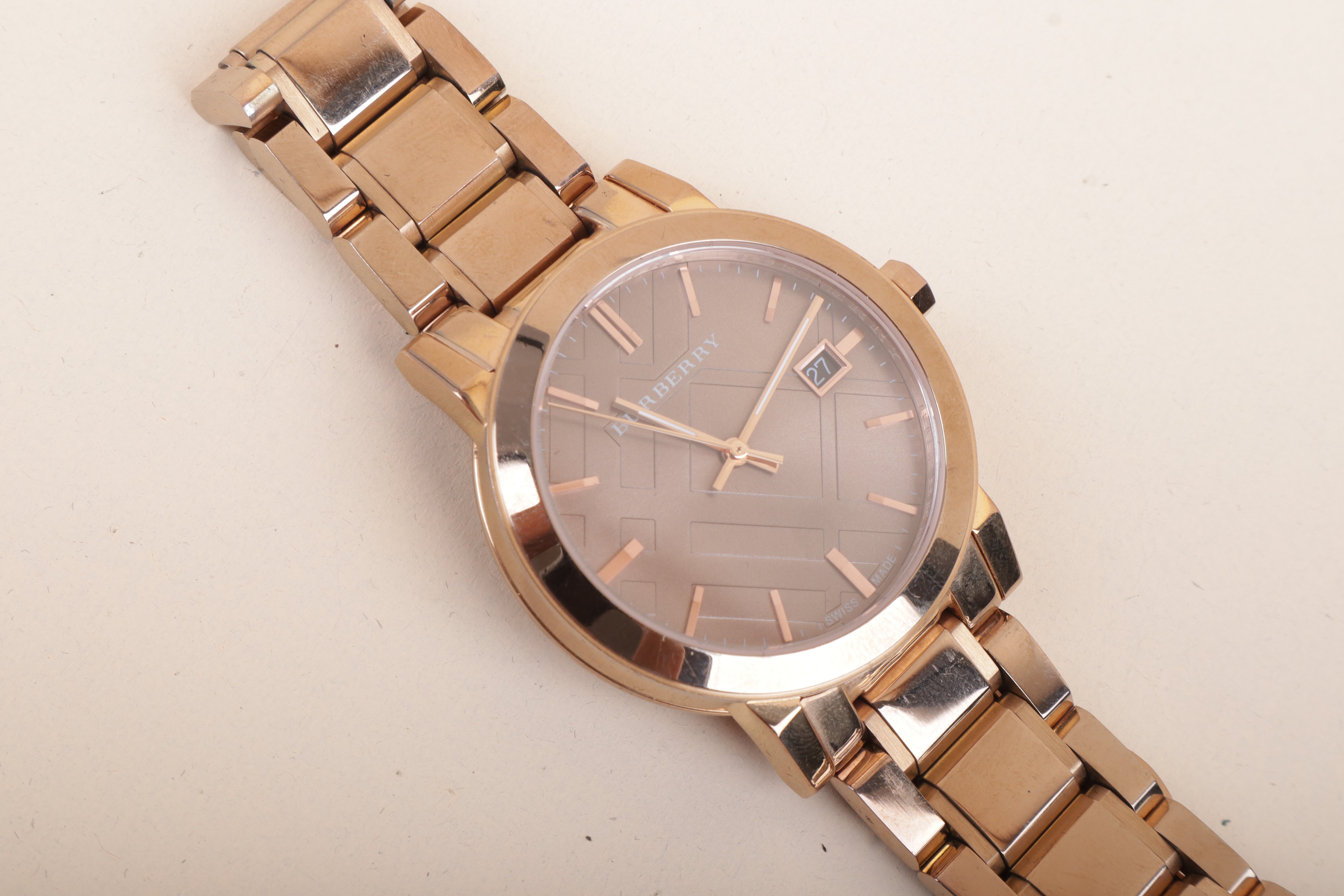 Burberry Stainless Steel Rose Gold Tone Unisex Watch