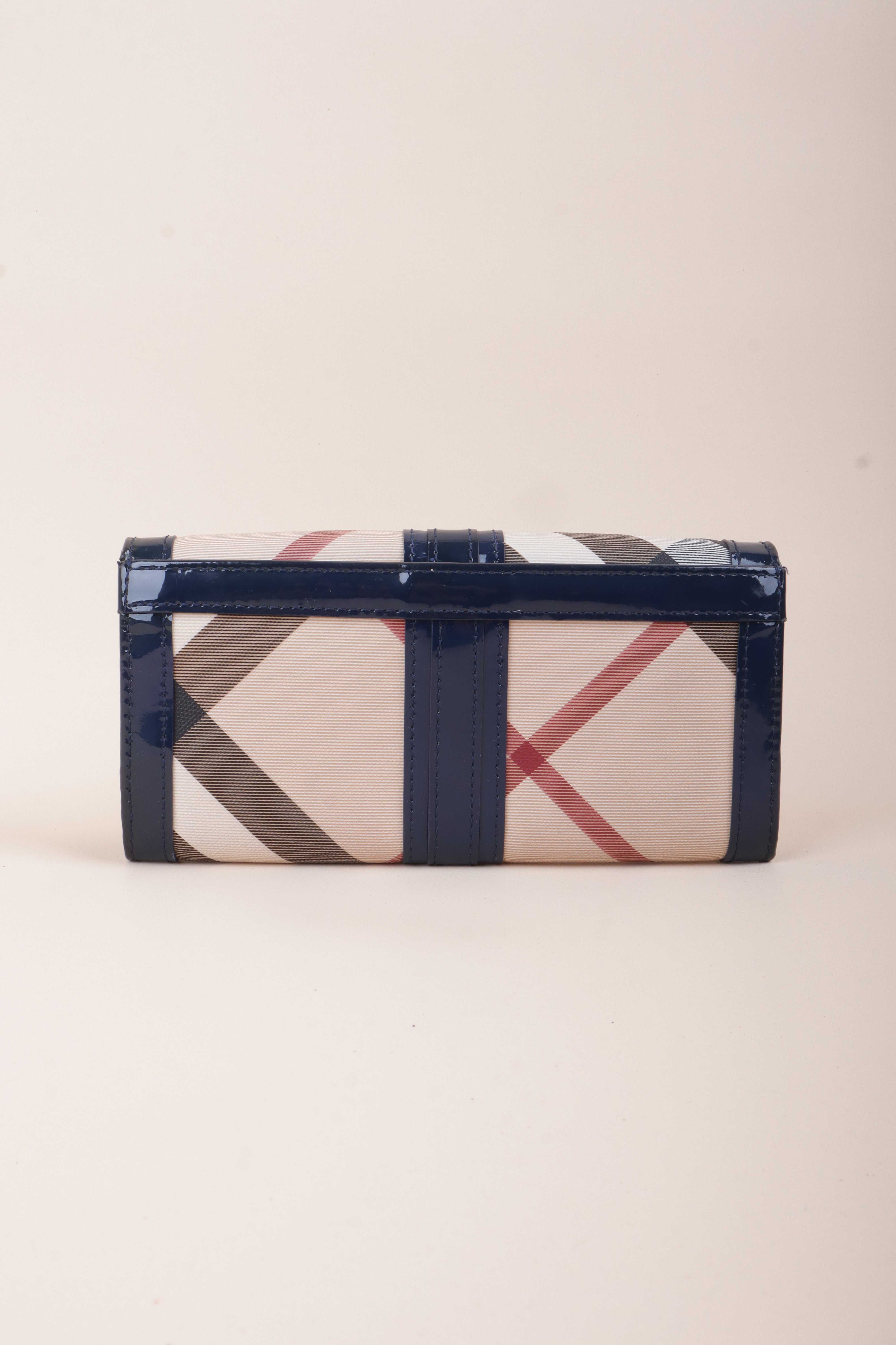 Burberry Navy Blue Molly Continental Nova Check Long Wallet