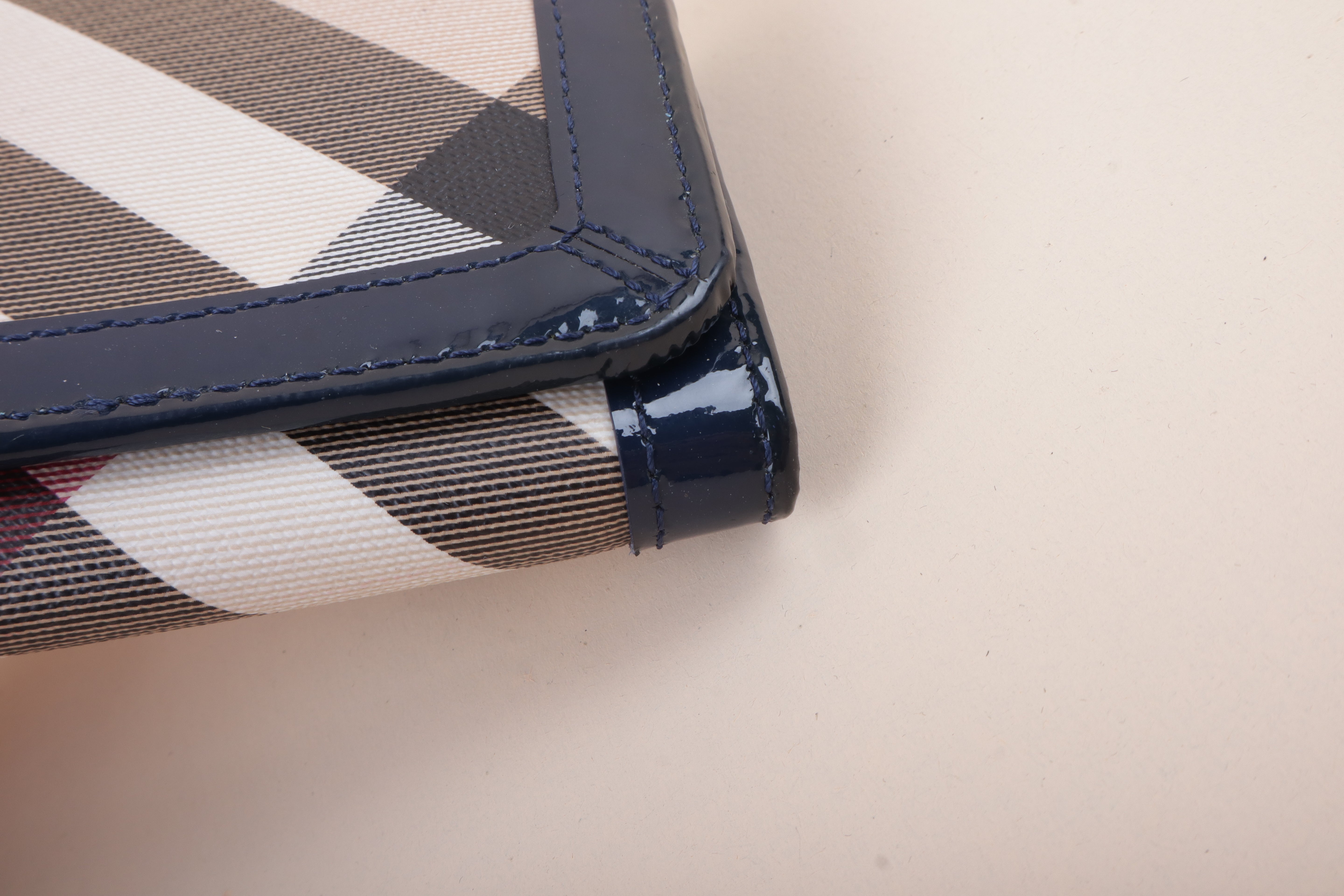 Burberry Navy Blue Molly Continental Nova Check Long Wallet