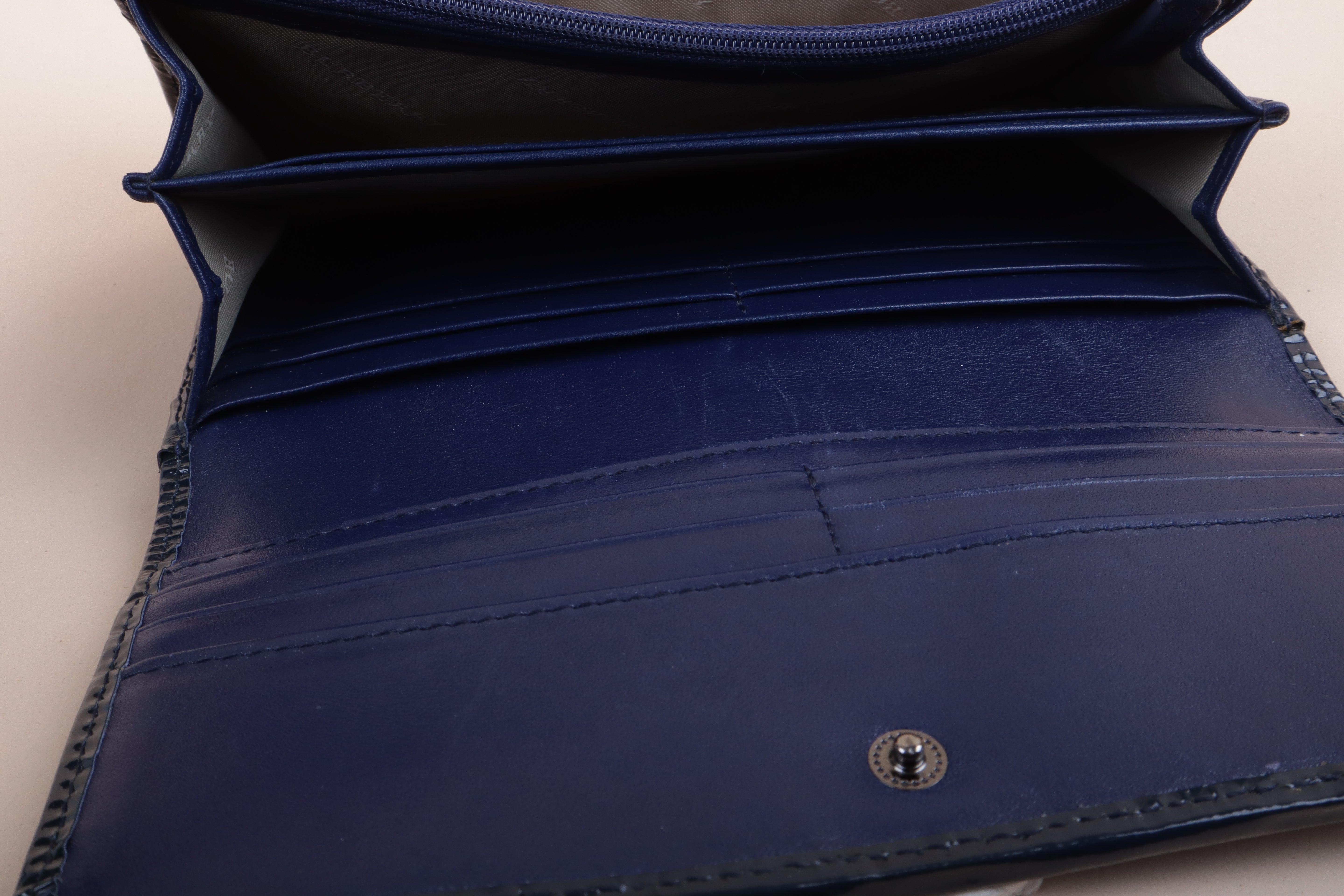 Burberry Navy Blue Molly Continental Nova Check Long Wallet