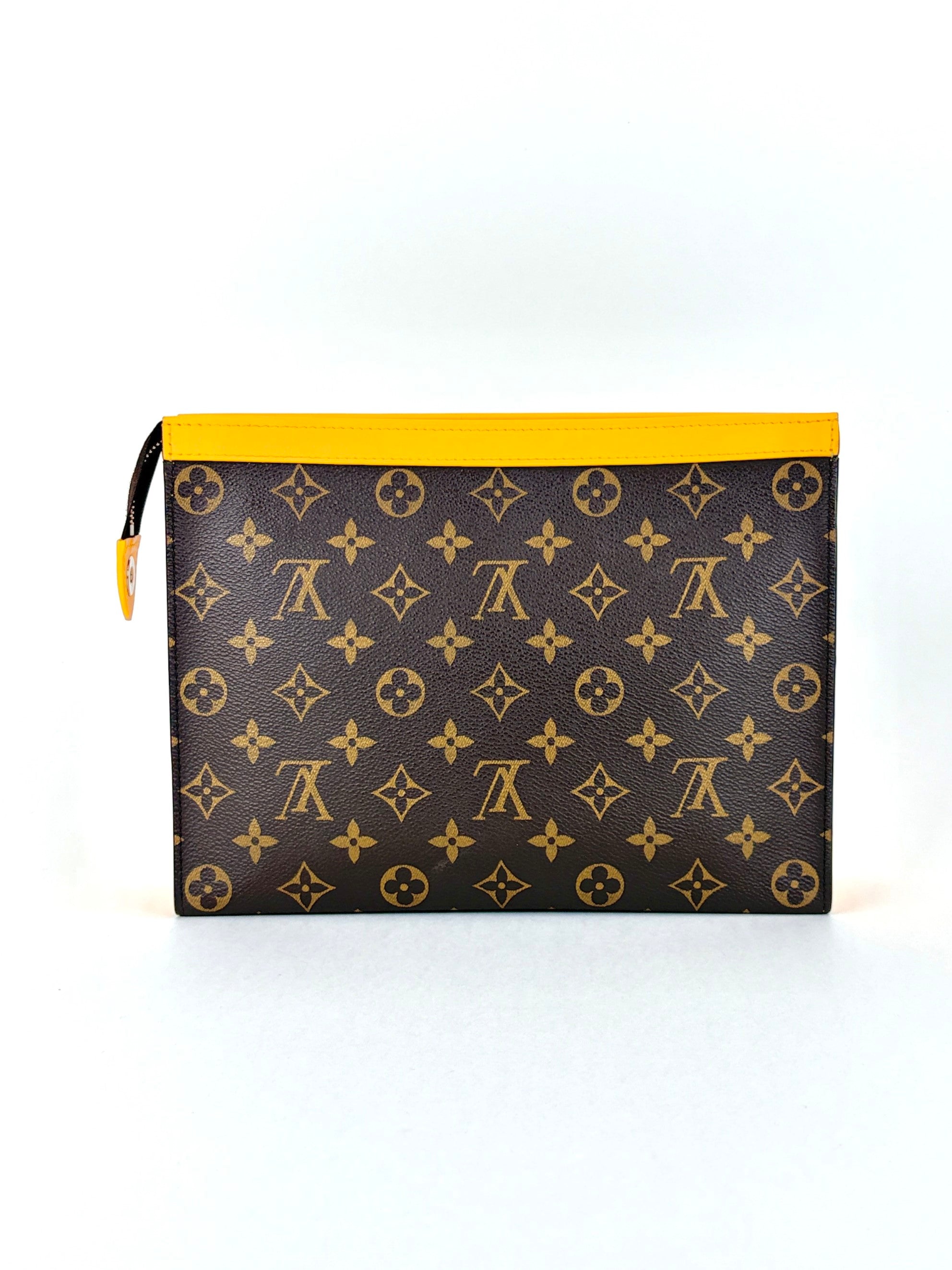 louis Vuitton Safran yellow/monogram macassar canvas voyage MM pochette