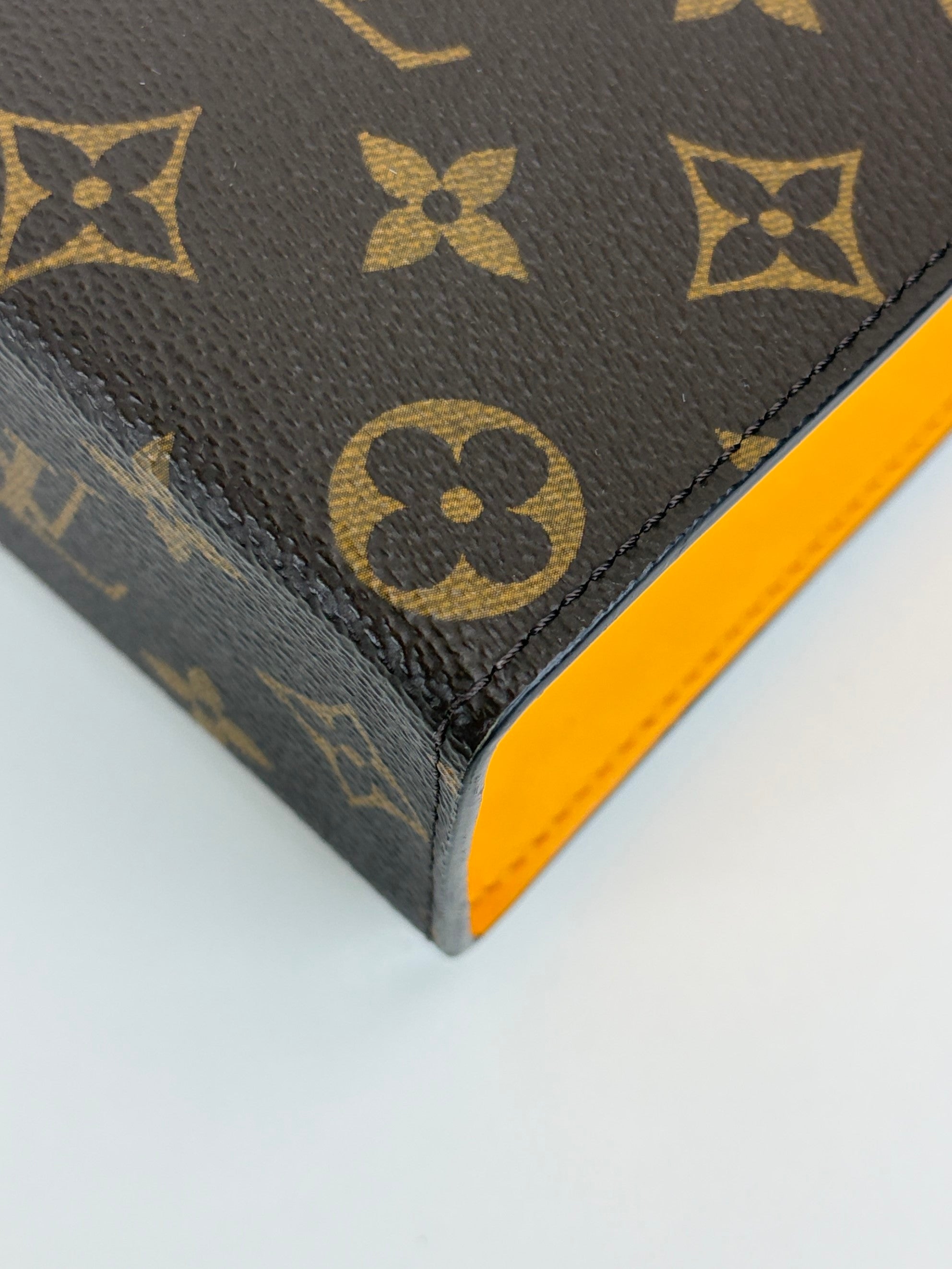 louis Vuitton Safran yellow/monogram macassar canvas voyage MM pochette