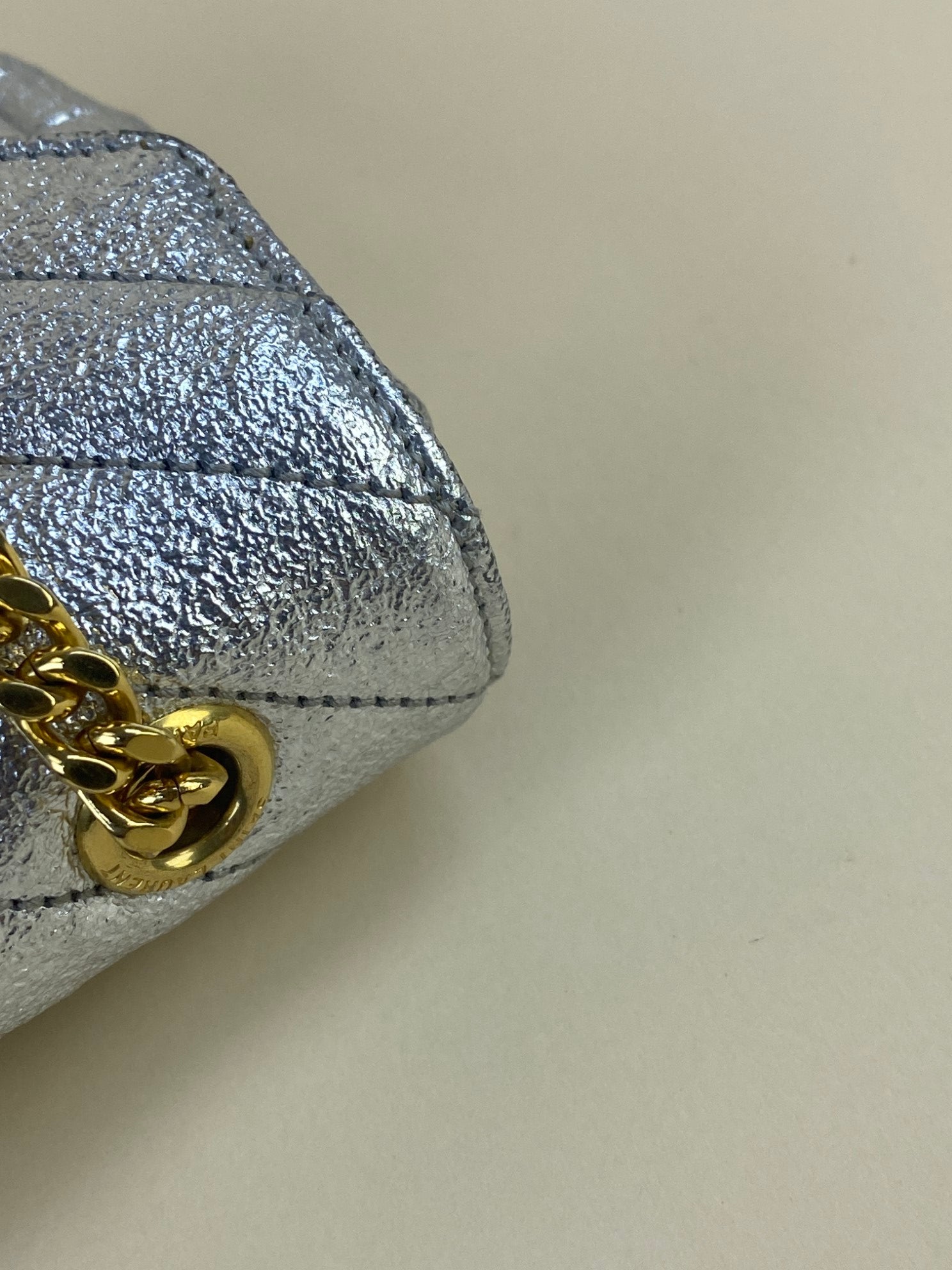 YSL chevron classic monogram metallic leather
