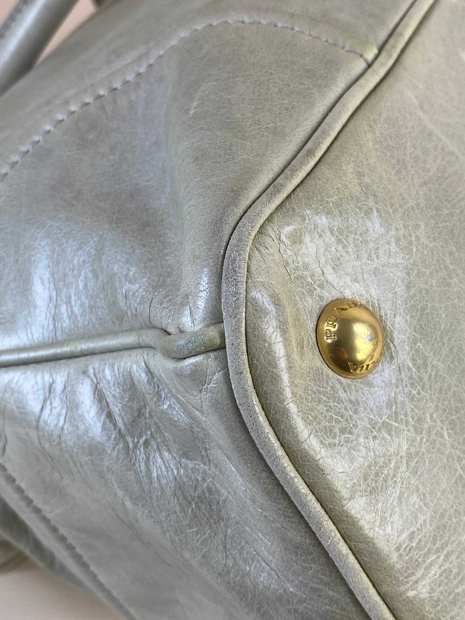 Prada Vitello shine shopping satchel tote bag