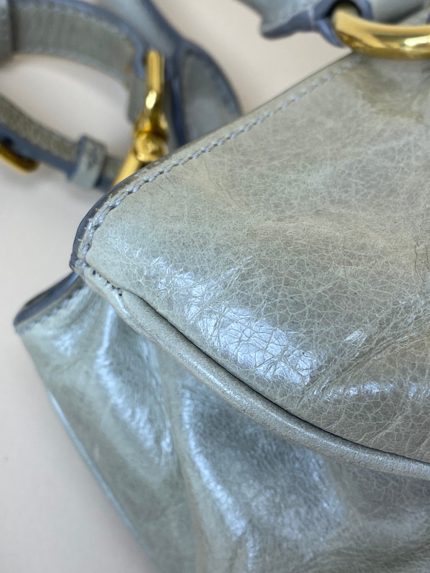 Prada Vitello shine shopping satchel tote bag