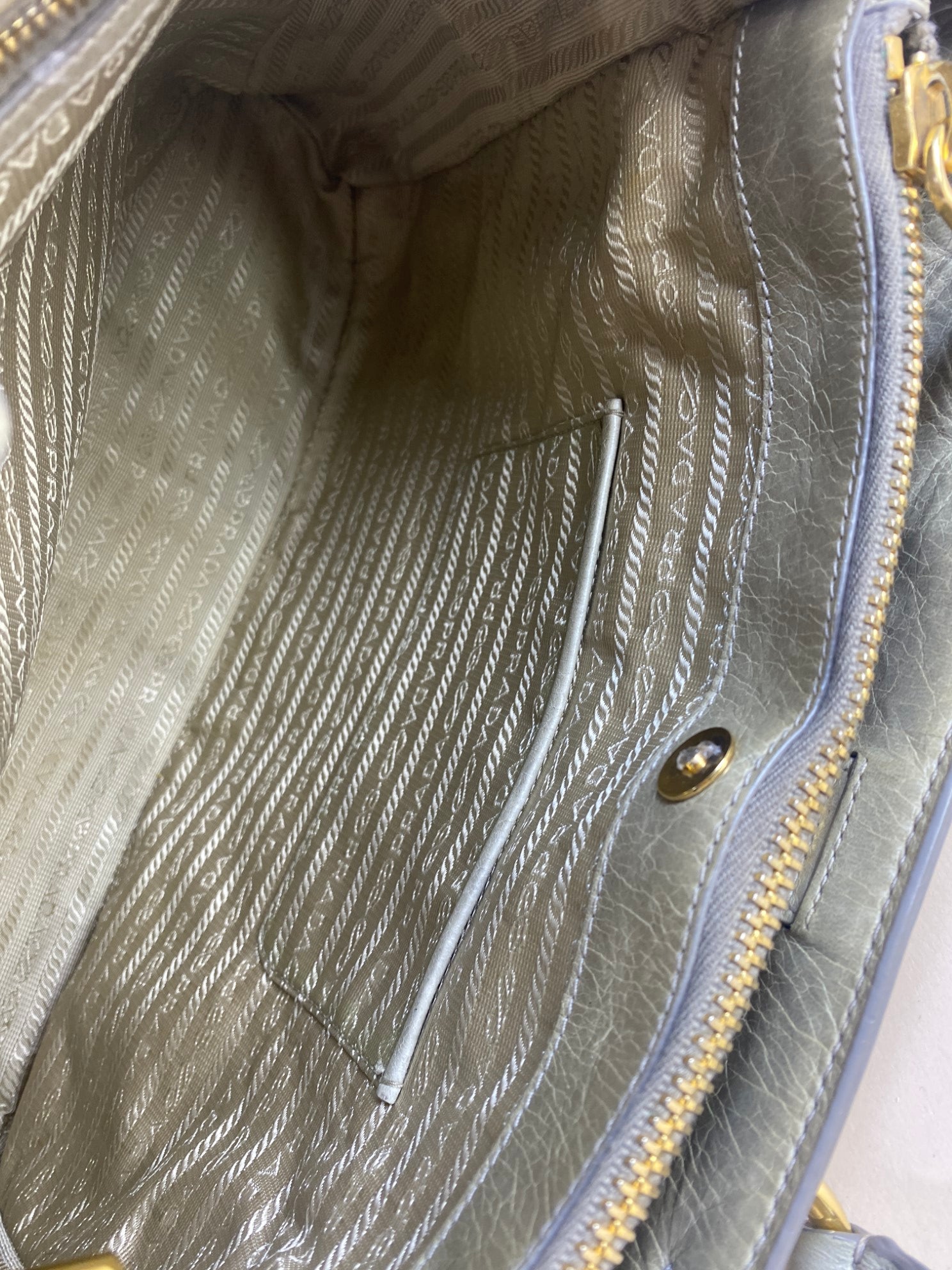 Prada Vitello shine shopping satchel tote bag