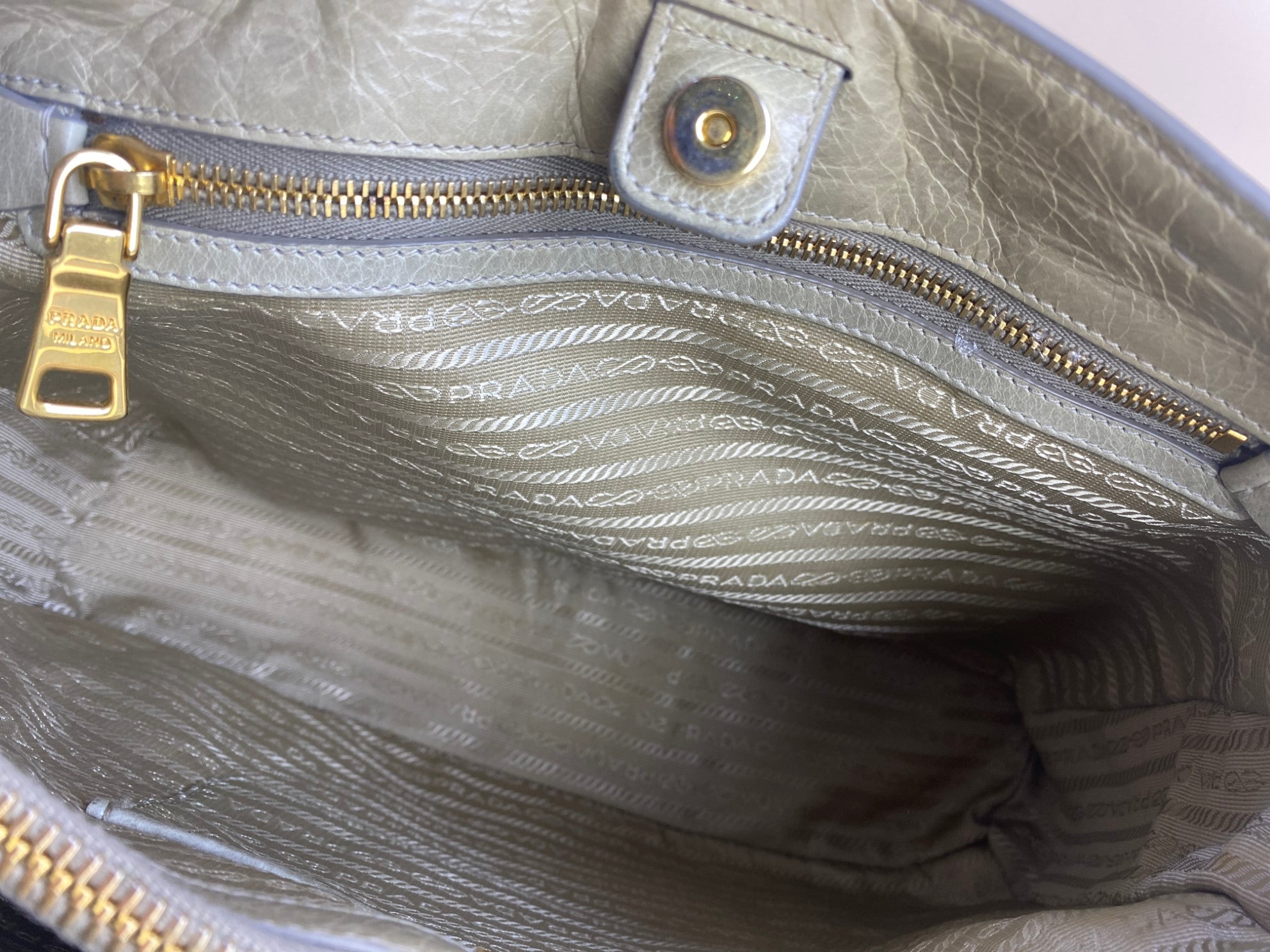 Prada Vitello shine shopping satchel tote bag