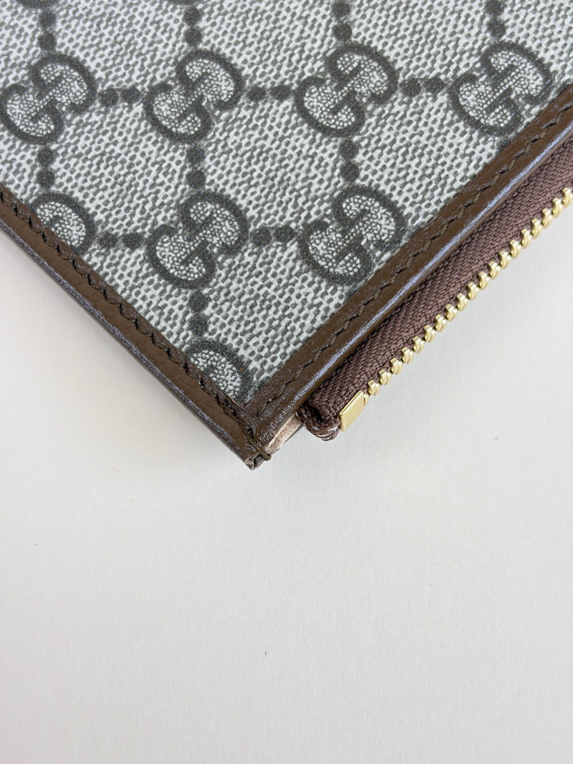 Gucci Brown GG Zip Pouch with Holder