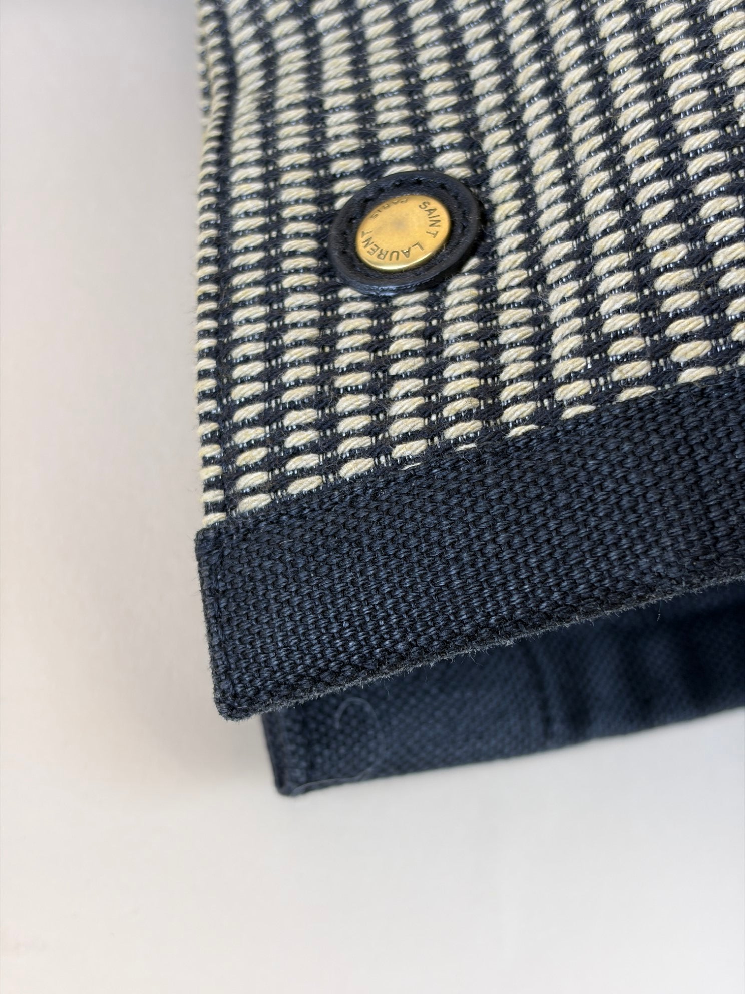 YSL linen calfskin rive gauche large tote bag