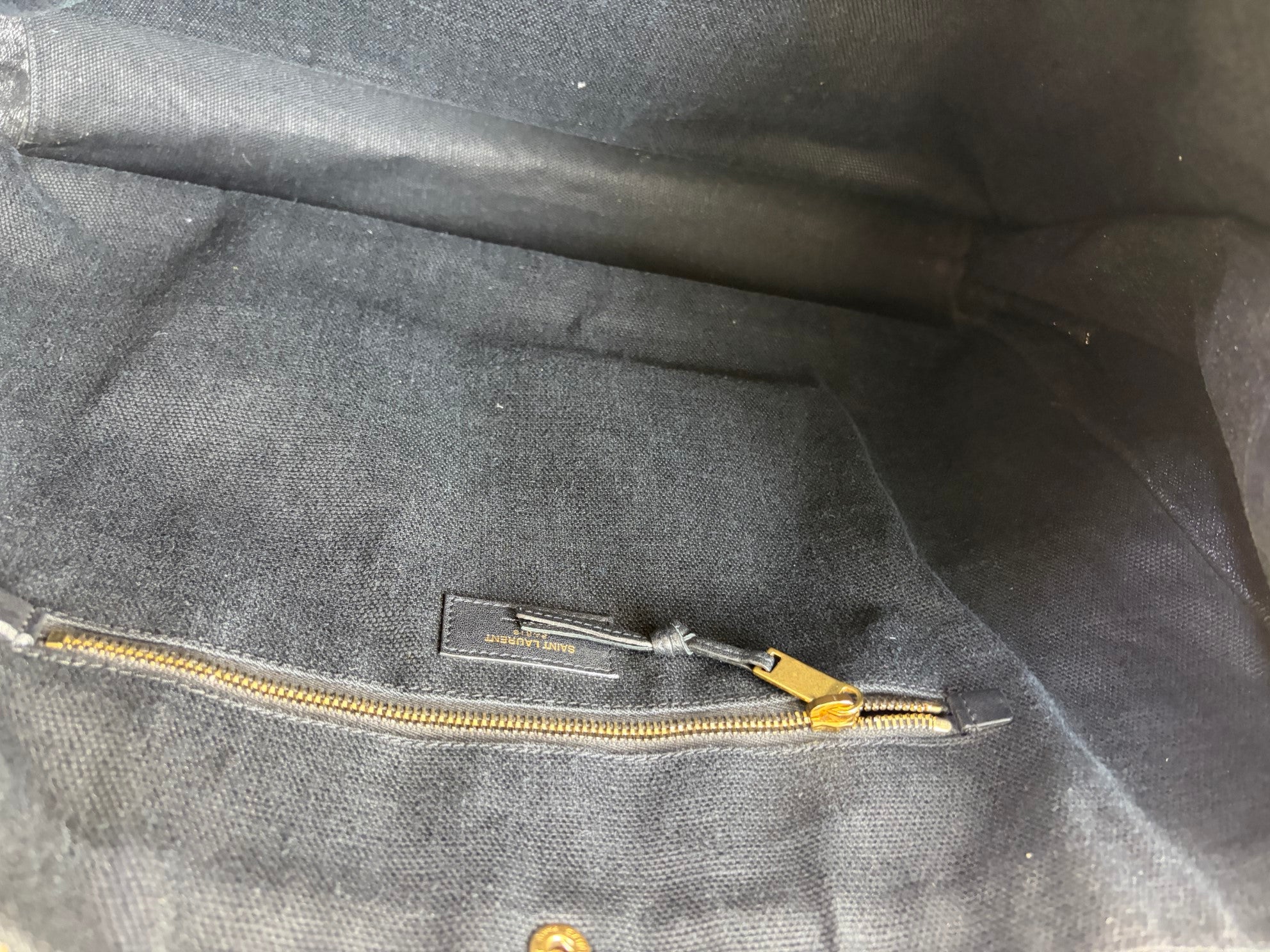 YSL linen calfskin rive gauche large tote bag