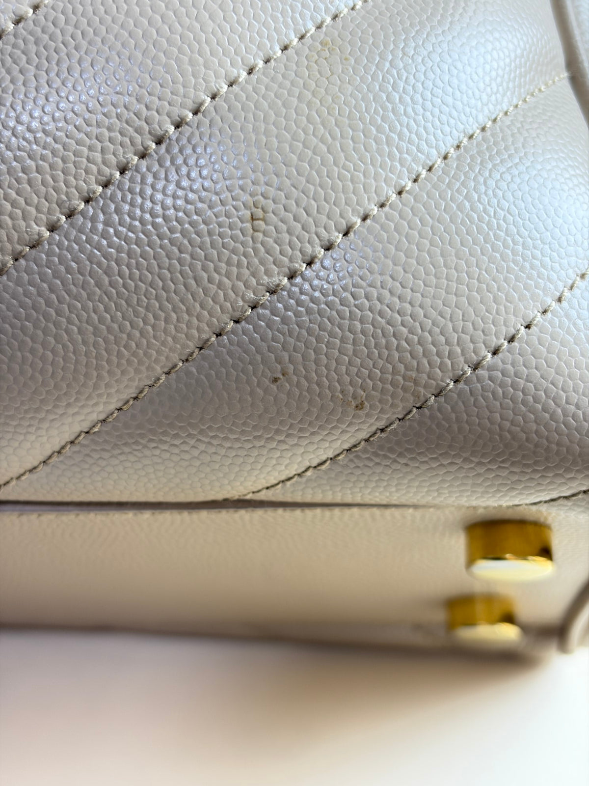 YSL dark beige grain de pouder leather monogram shopping bag