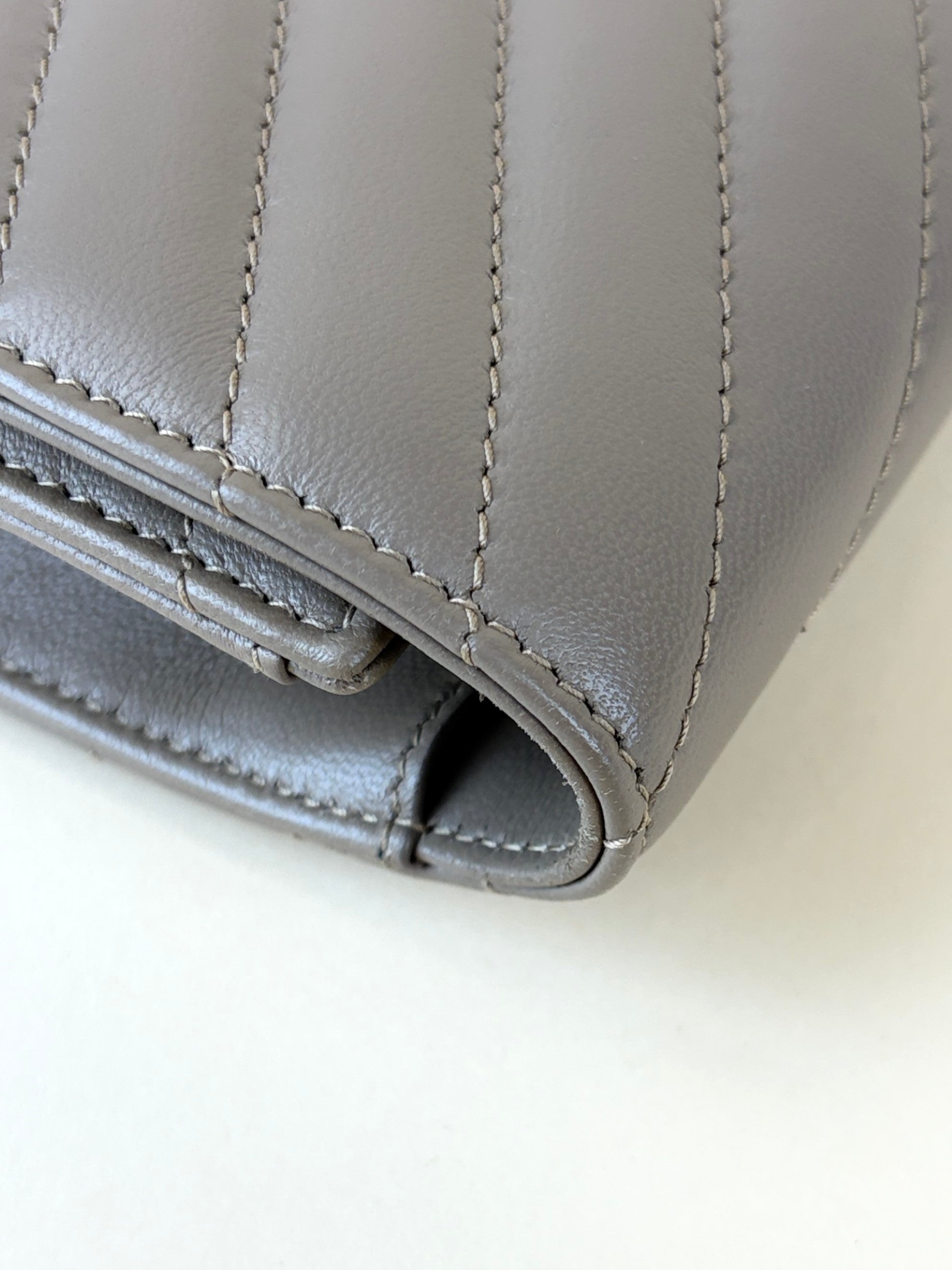 YSL Dark Beige Matelasse Chevron Monogram Cassandre Flap Pouch