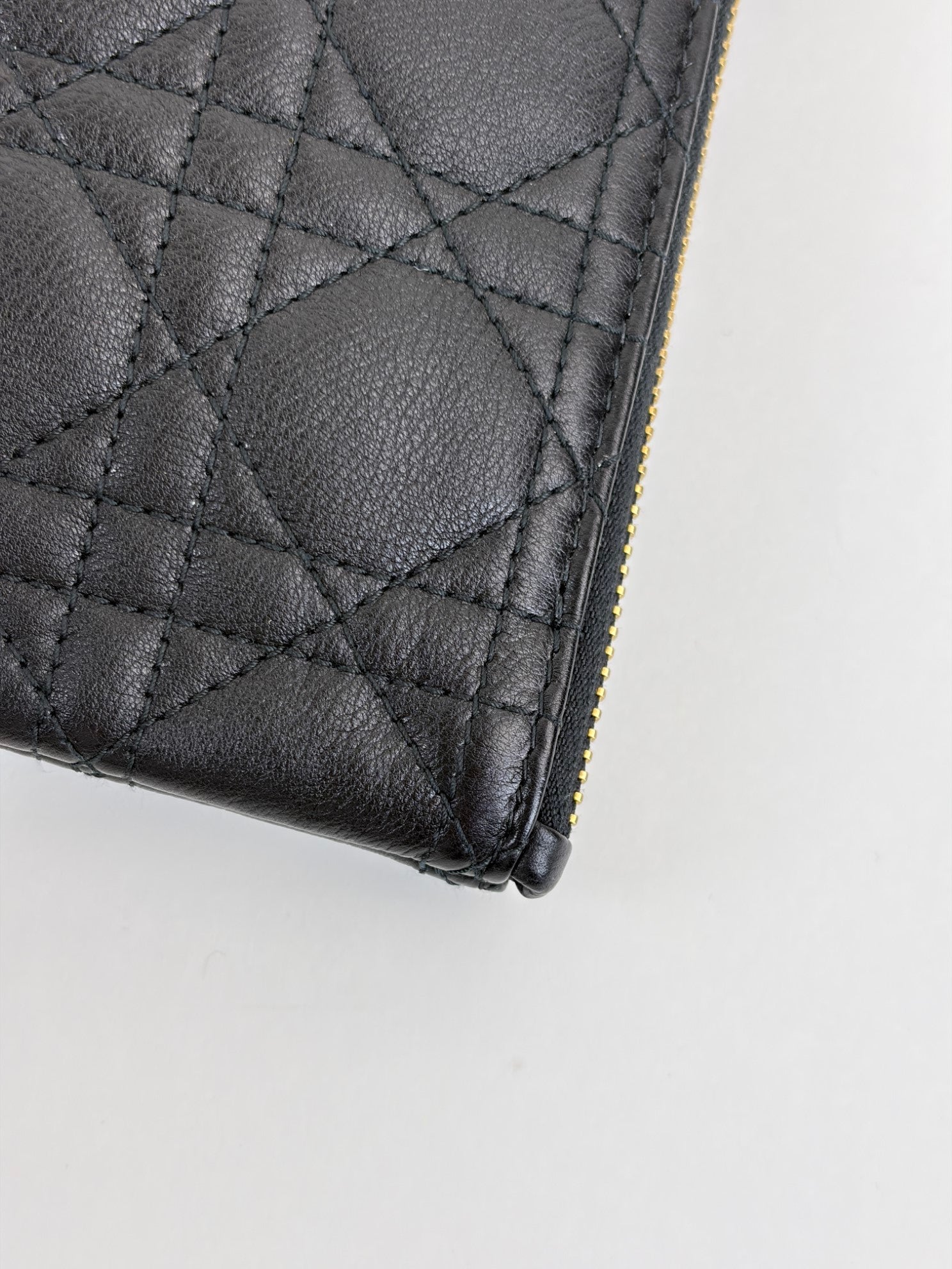 Dior black supple cannage calfskin medium caro daily pouch