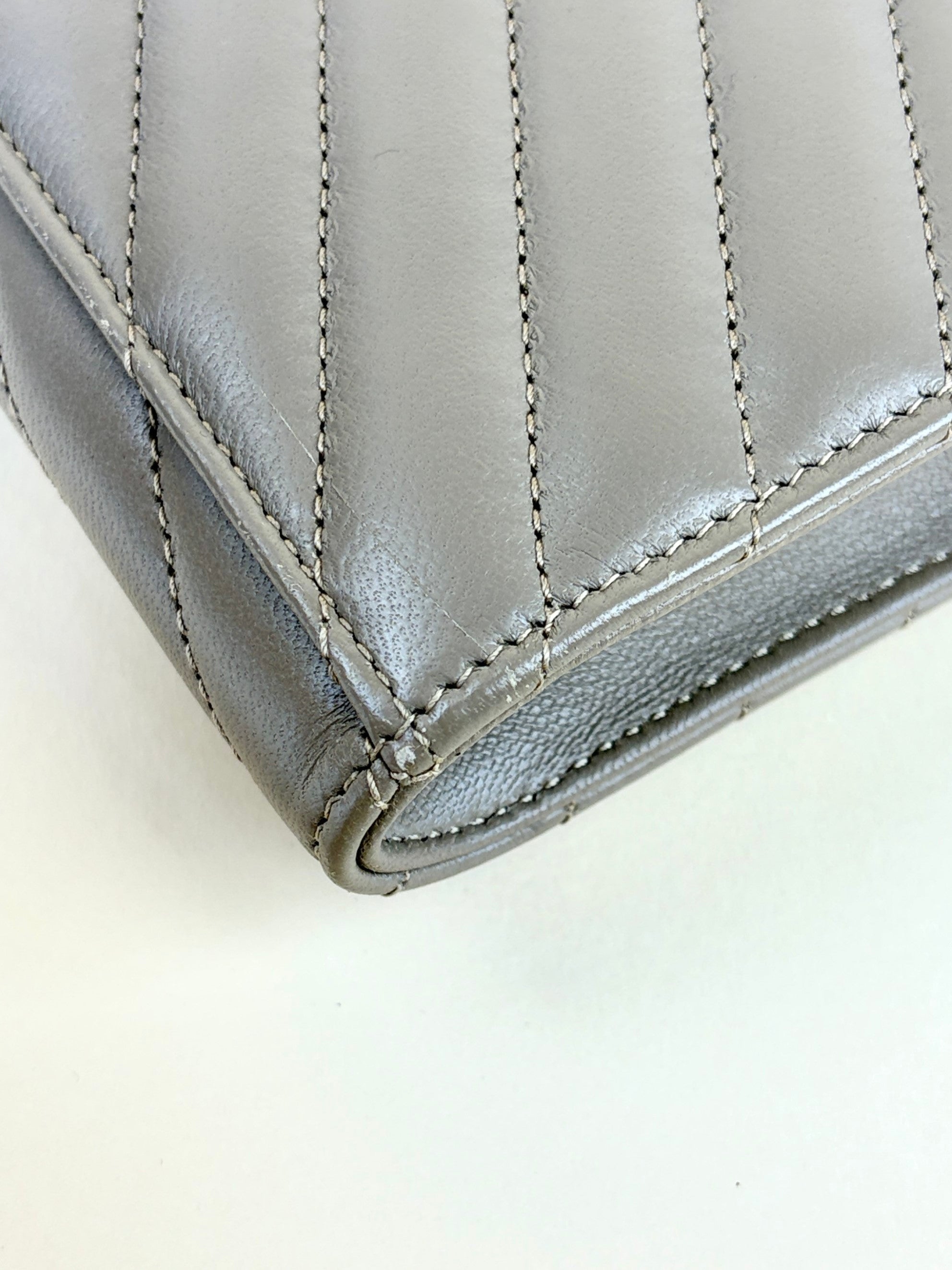 YSL Dark Beige Matelasse Chevron Monogram Cassandre Flap Pouch