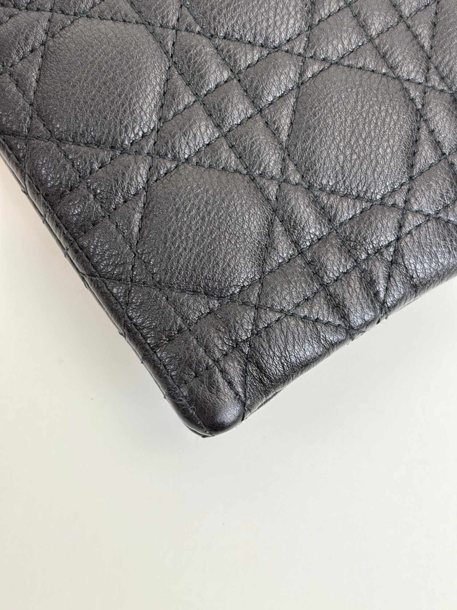 Dior black supple cannage calfskin medium caro daily pouch