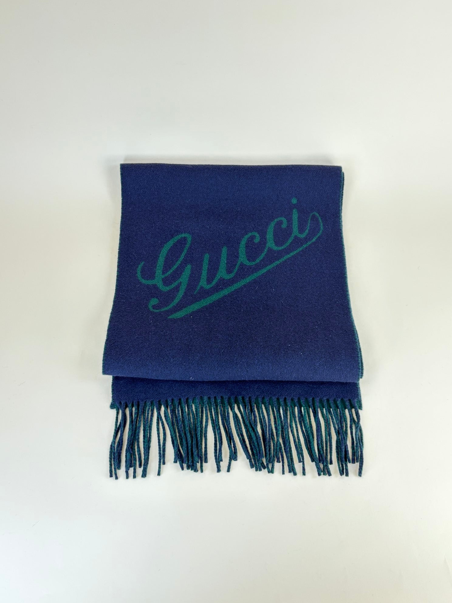 Gucci Bicolor Cashmere with Gucci Logo Wool Scarf
