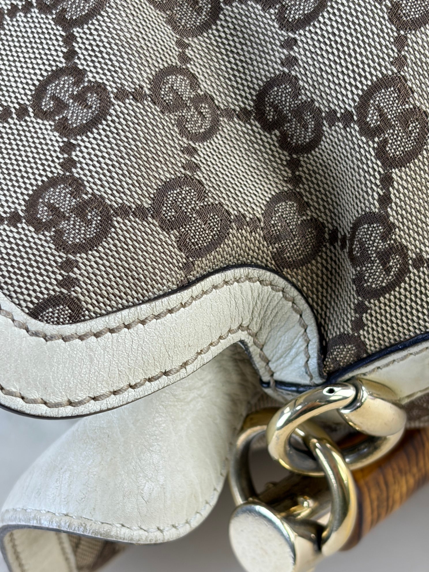 Gucci Bicolor GG Bamboo Peggy Medium Hobo Bag