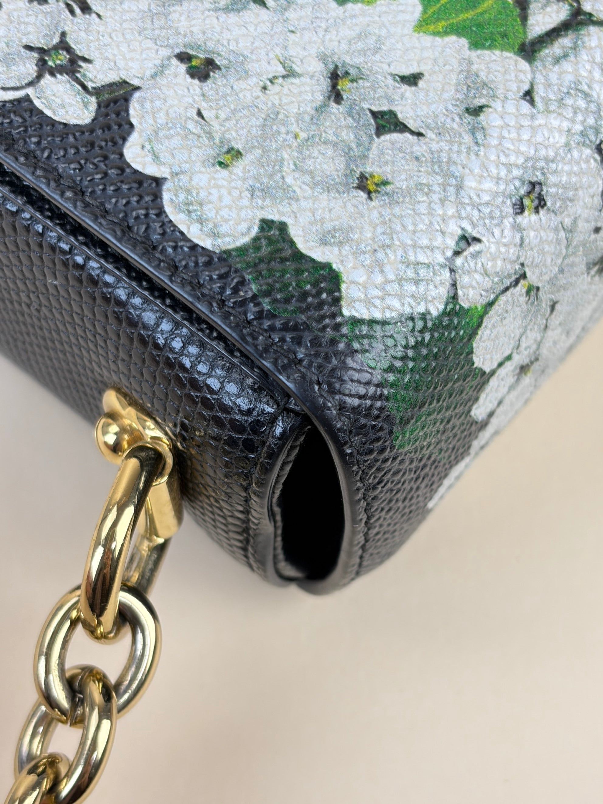 Dolce & Gabbana Lizard Embossed Crystal Embellished DG Millennials Crossbody Bag