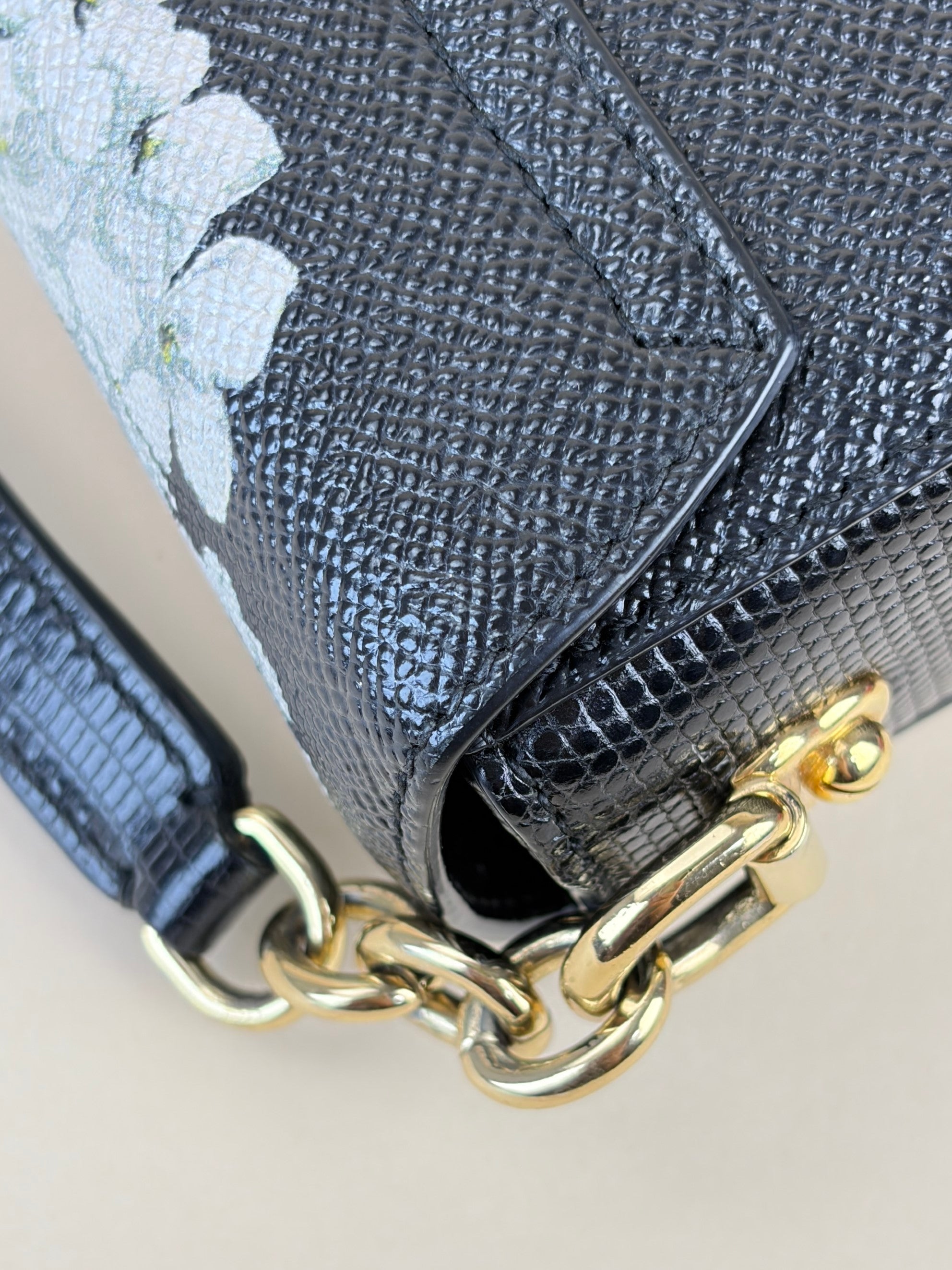 Dolce & Gabbana Lizard Embossed Crystal Embellished DG Millennials Crossbody Bag