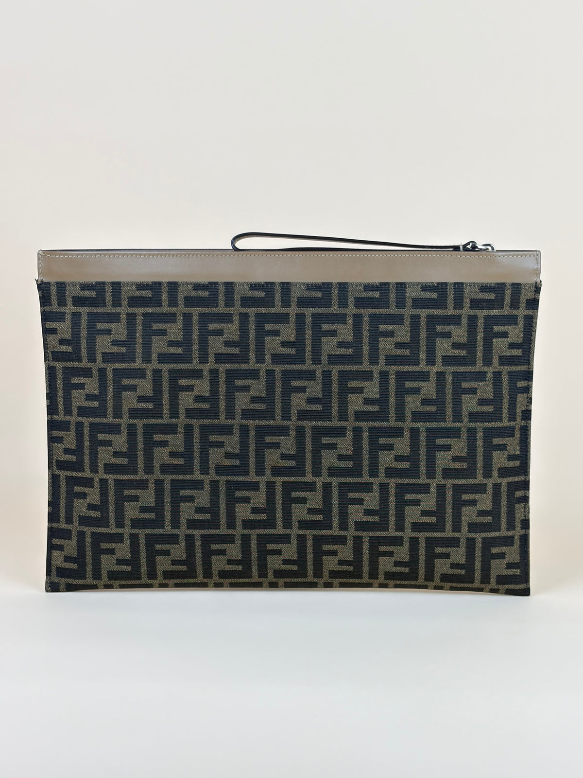 Fendi Brown FF jacquard fabric large flap pouch