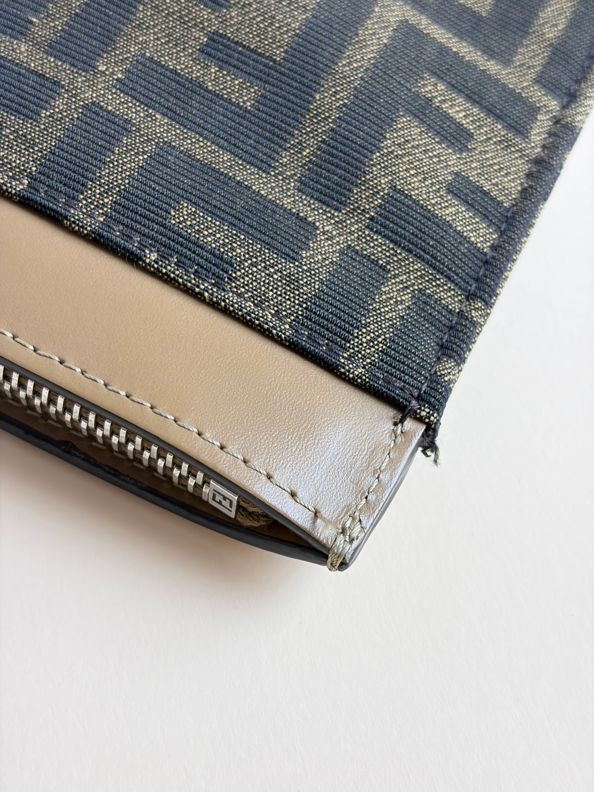 Fendi Brown FF jacquard fabric large flap pouch