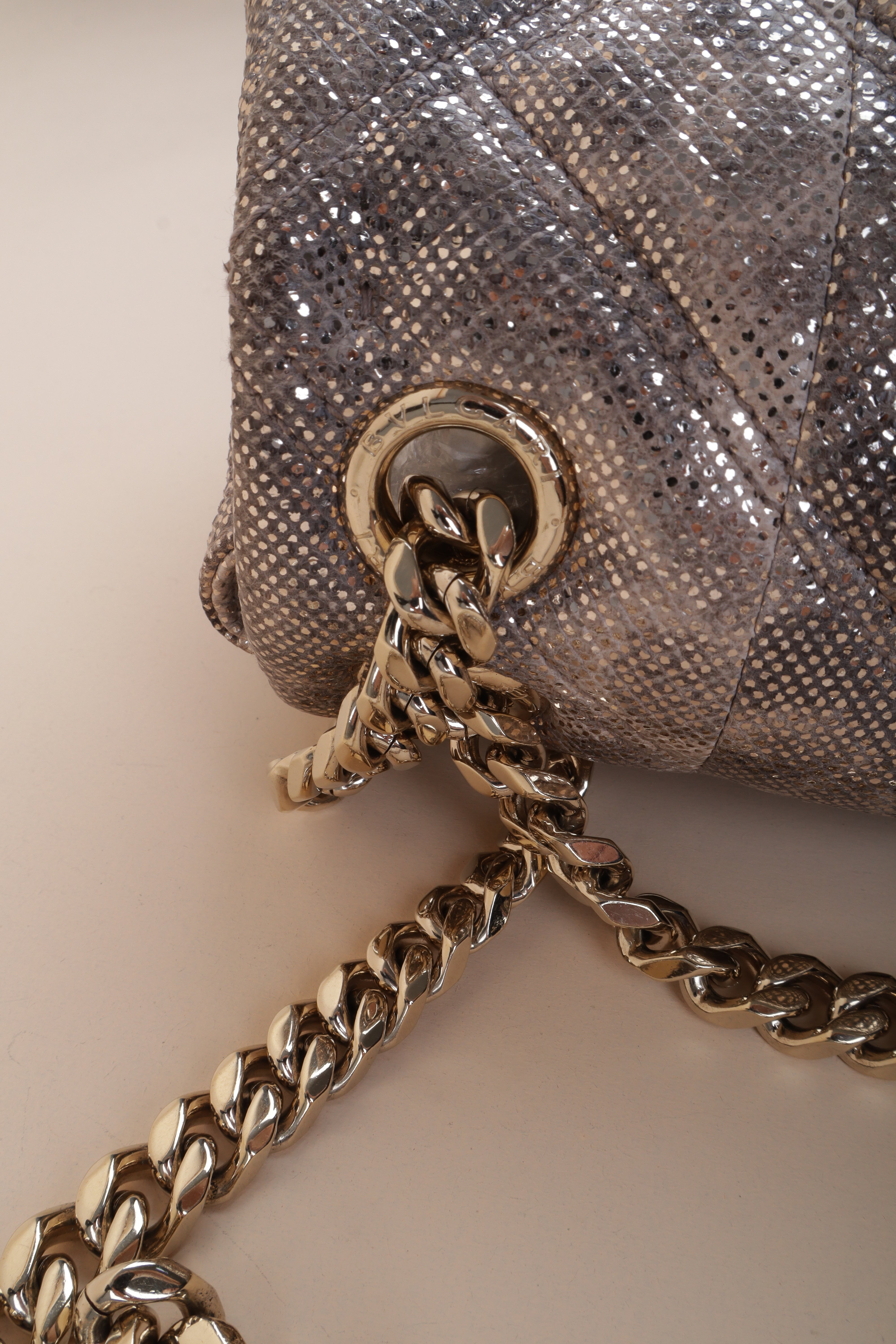 Bvlgari Metallic Milky Opal Serpentis Cabochon Shoulder Bag