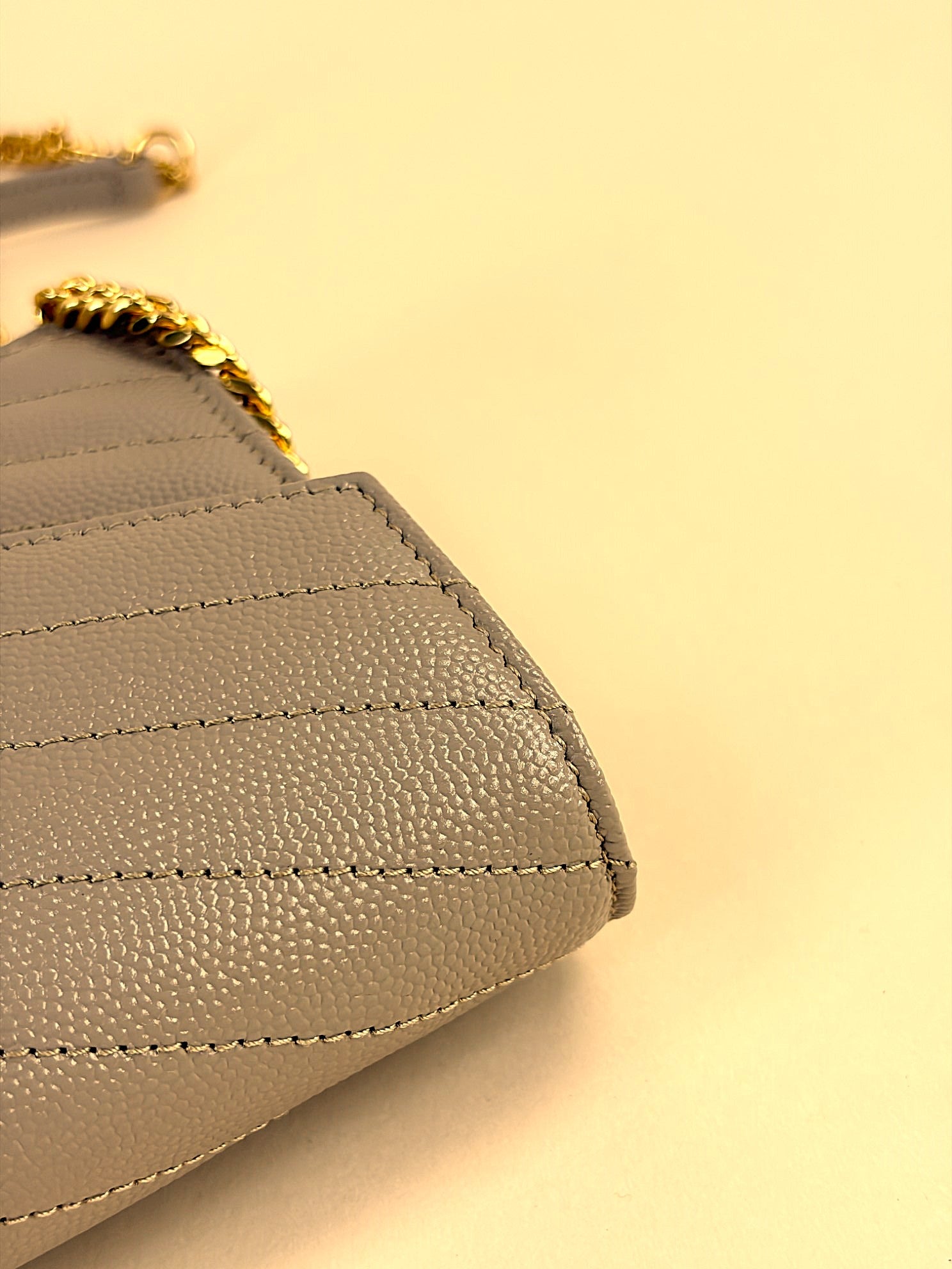 YSL Dark Beige Cassandre Envelope Wallet On Chain