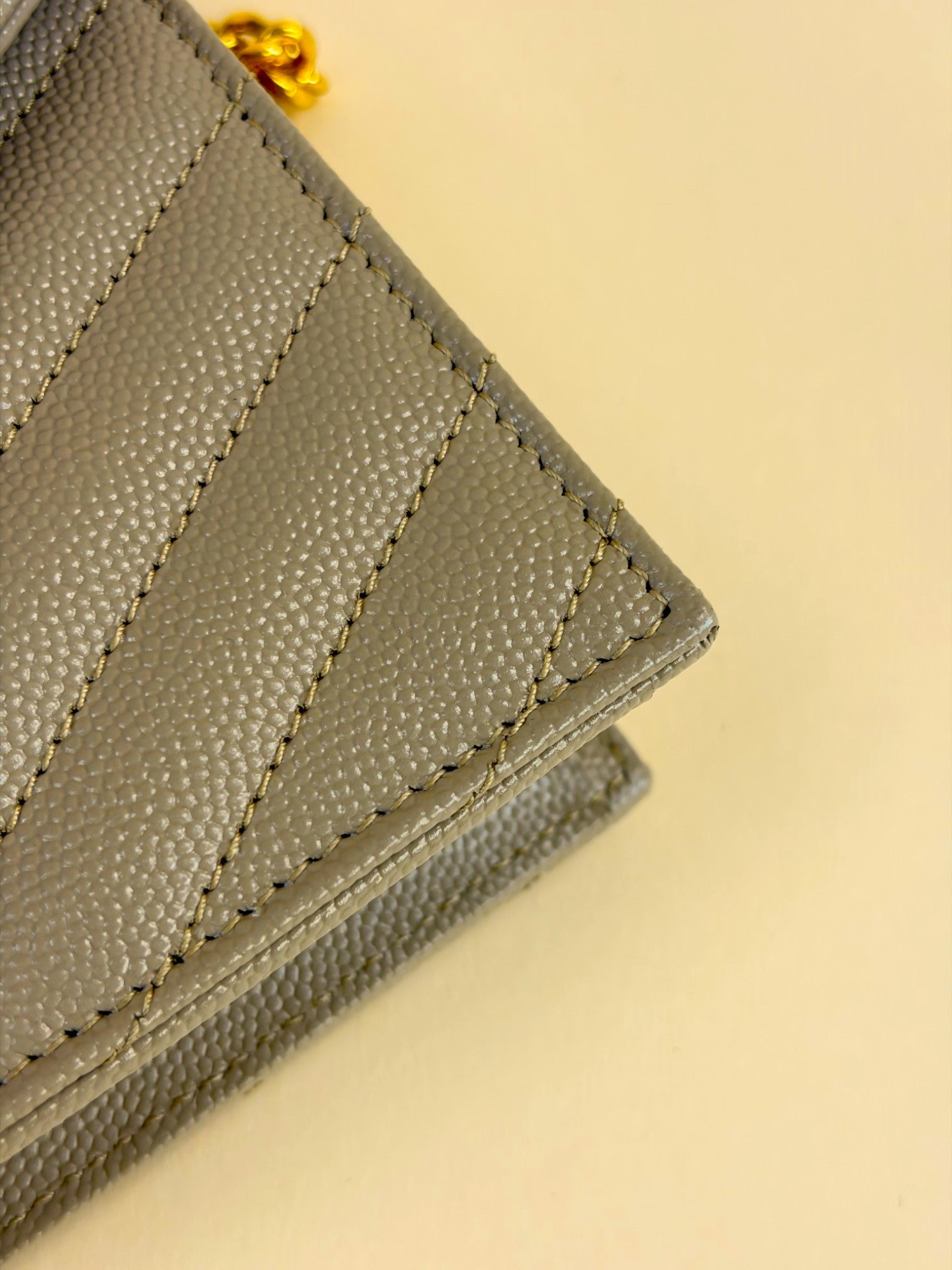 YSL Dark Beige Cassandre Envelope Wallet On Chain