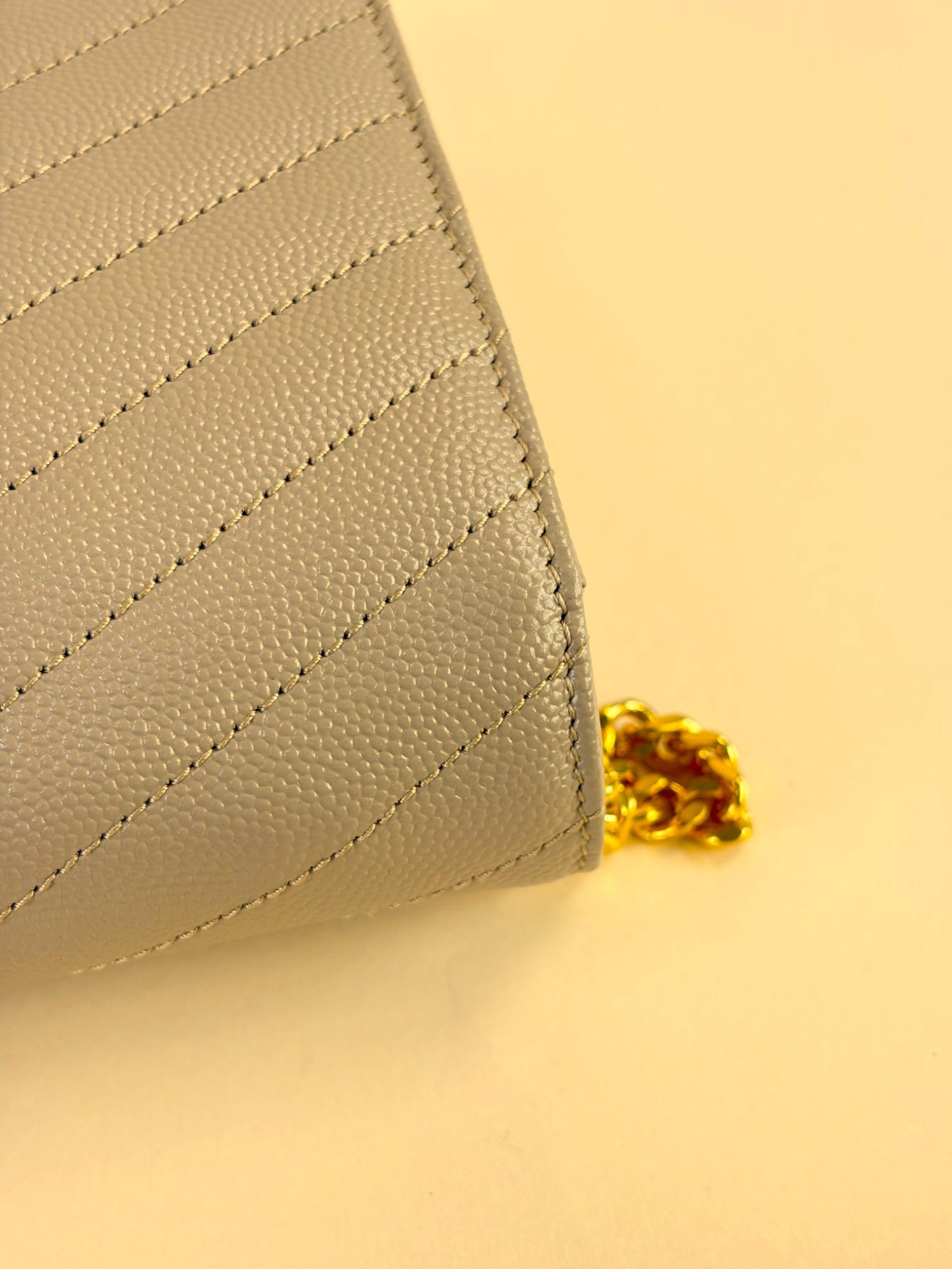 YSL Dark Beige Cassandre Envelope Wallet On Chain