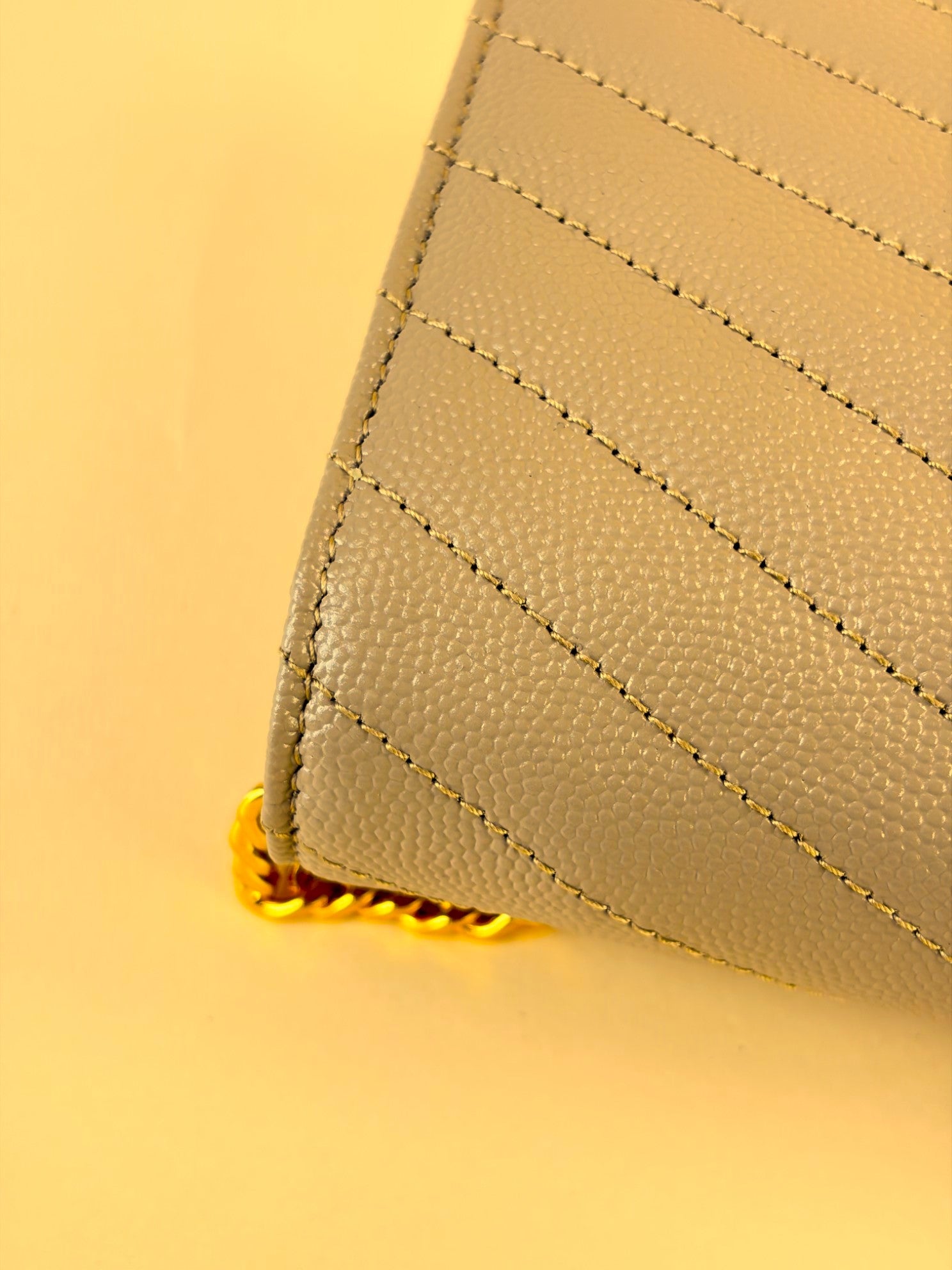 YSL Dark Beige Cassandre Envelope Wallet On Chain