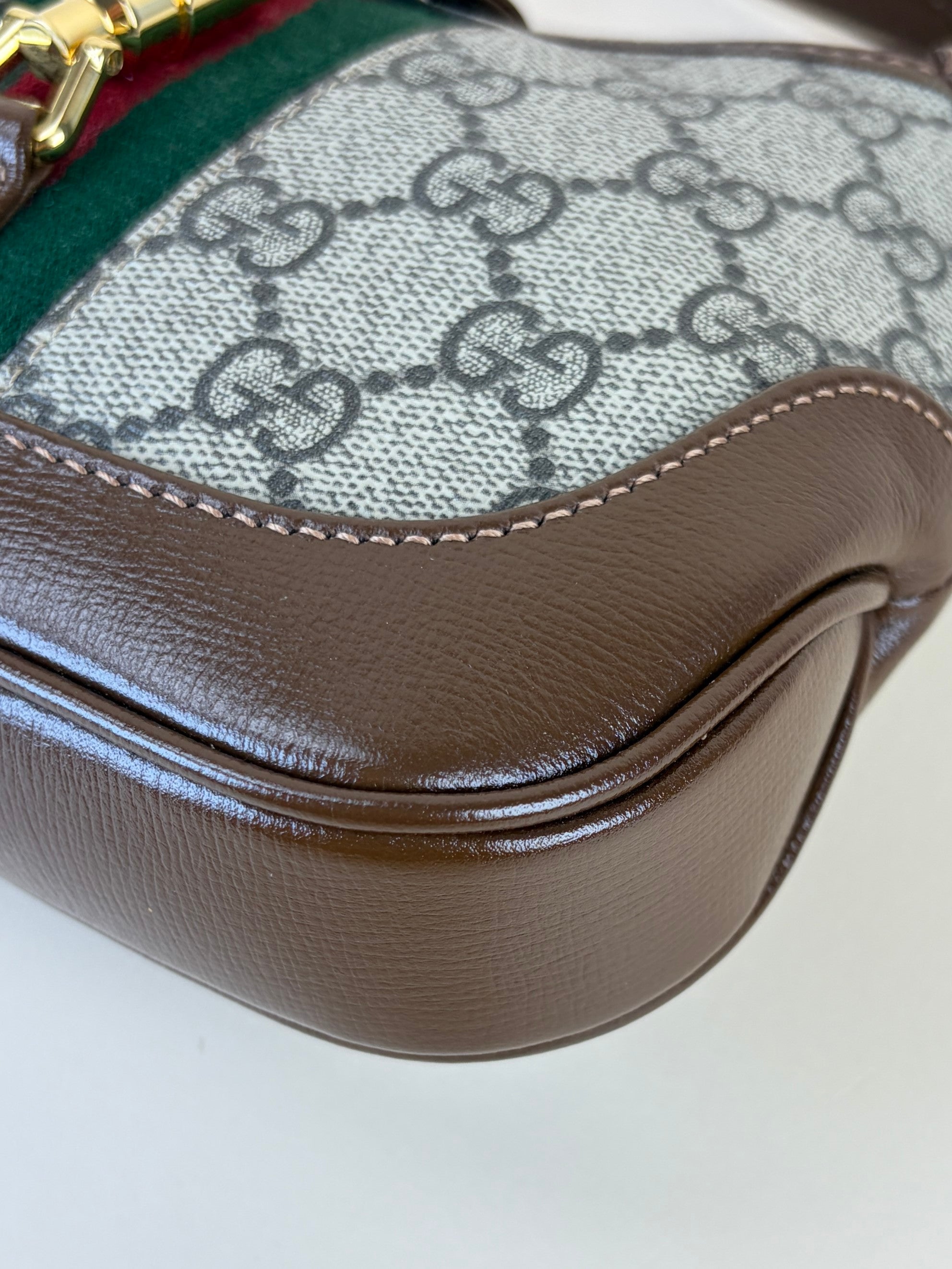Gucci Bicolor GG Supreme Monogram Azalea Web Mini Jackie 1961 Hobo Sugar Crossbody Bag