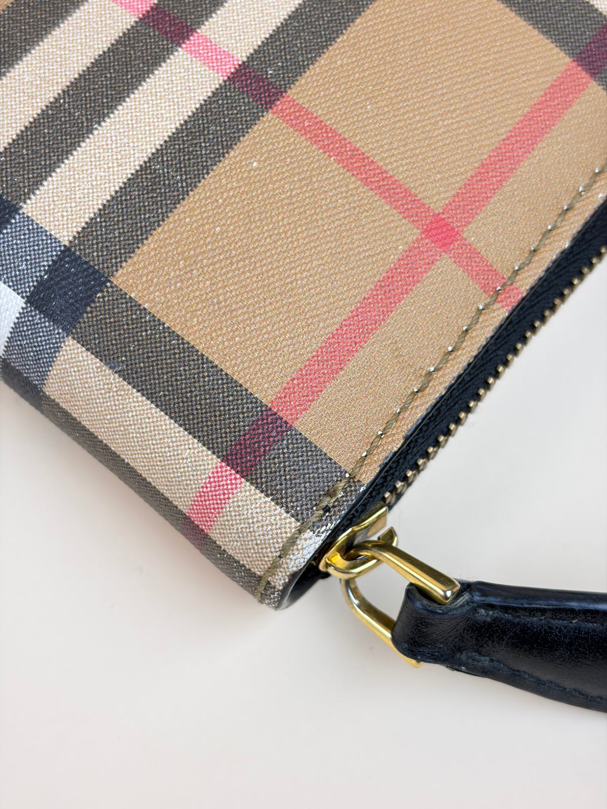 Burberry black/beige Vintage check elmore zip around long wallet