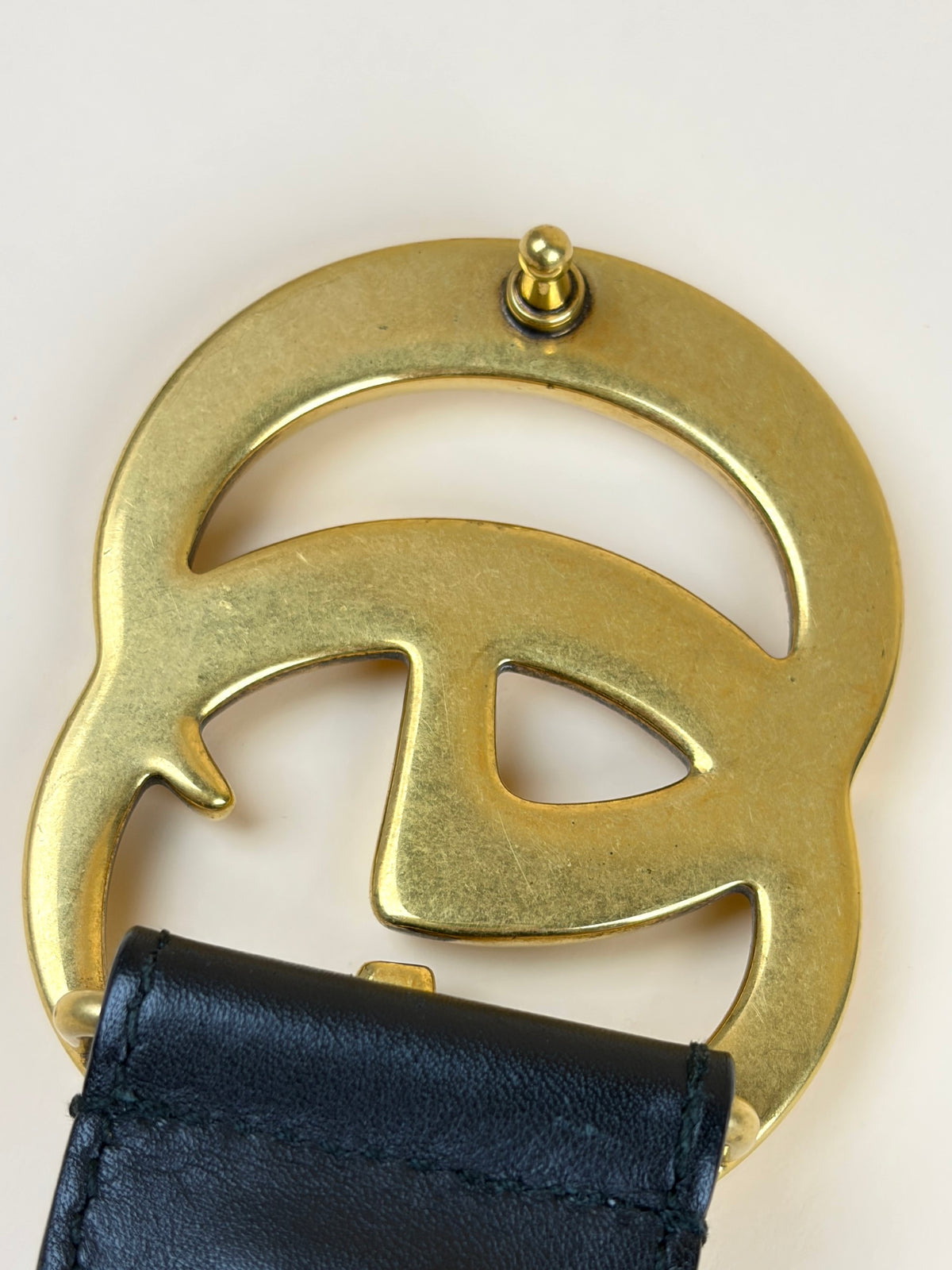 Gucci black leather gg marmont wide belt 40mm