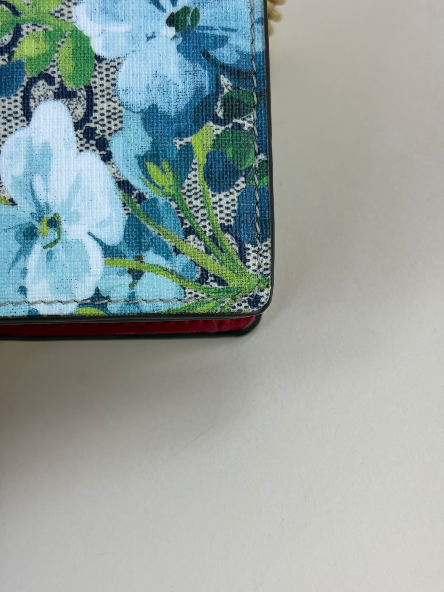 Gucci Blue Monogram GG Supreme Blooms WOC