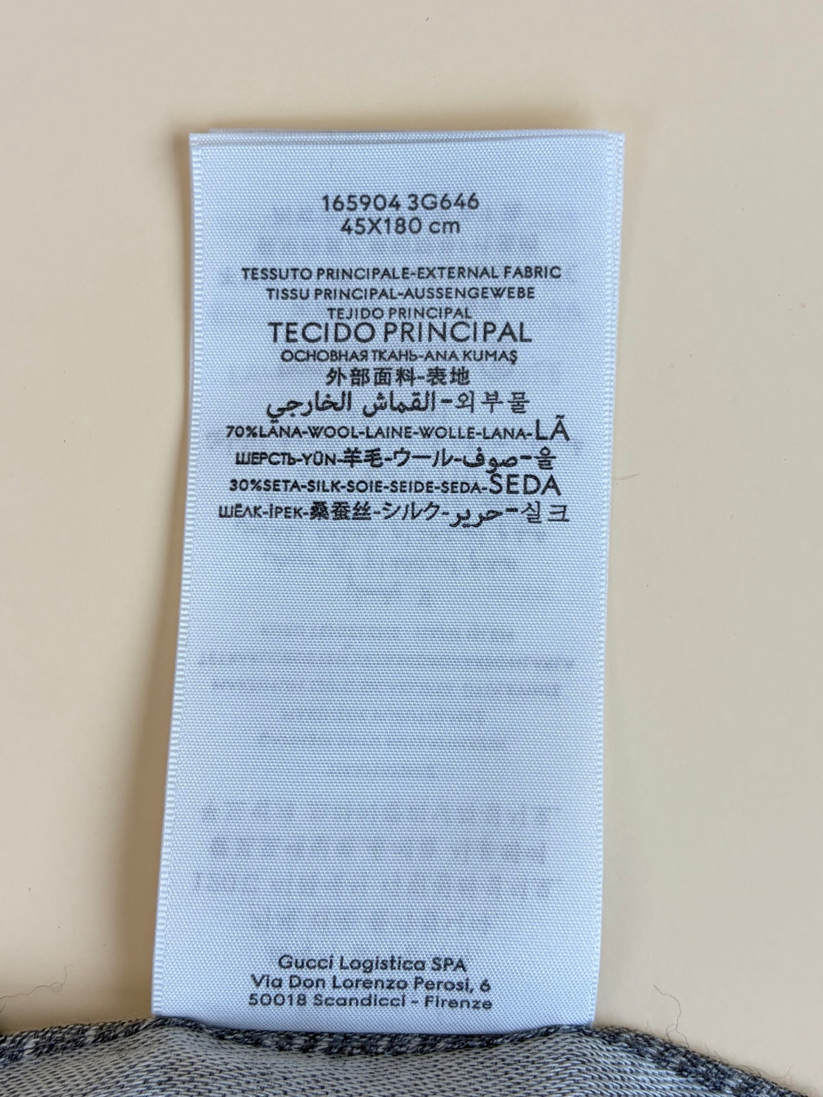 Gucci grey lead GG Scarf