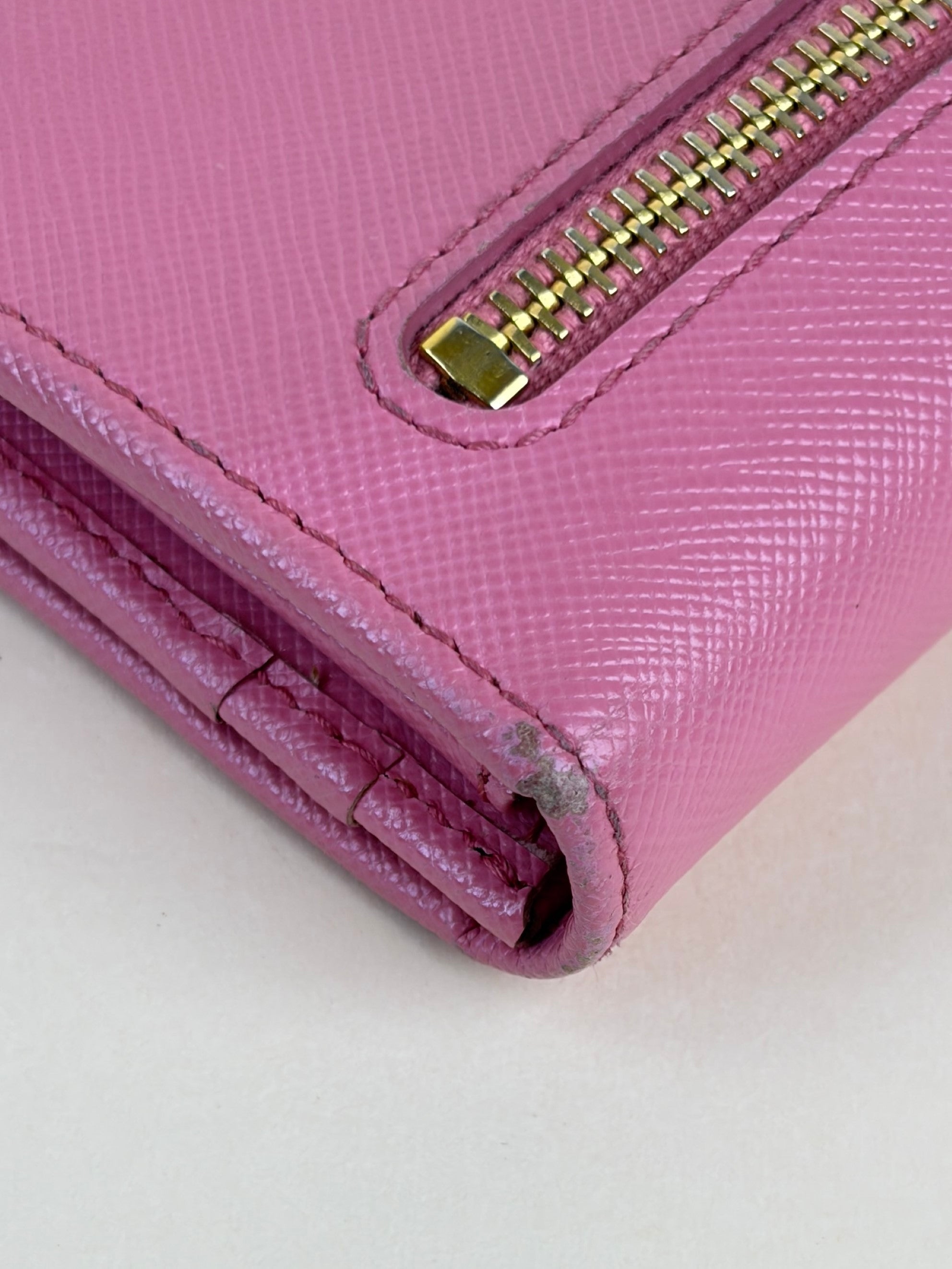Prada Pink Metal Continental Long Wallet