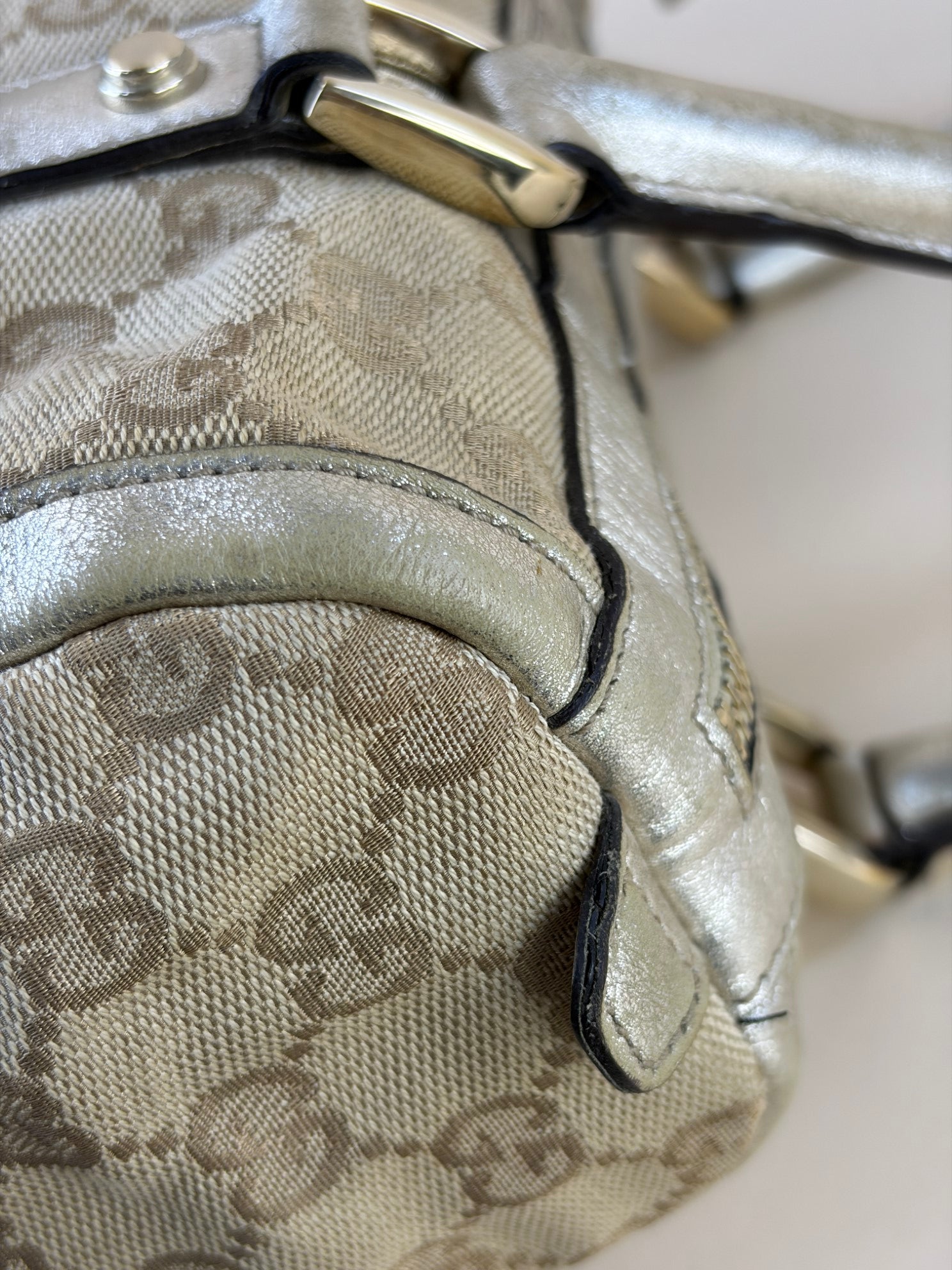 Gucci Bicolor Boston Monogram Shoulder Bag