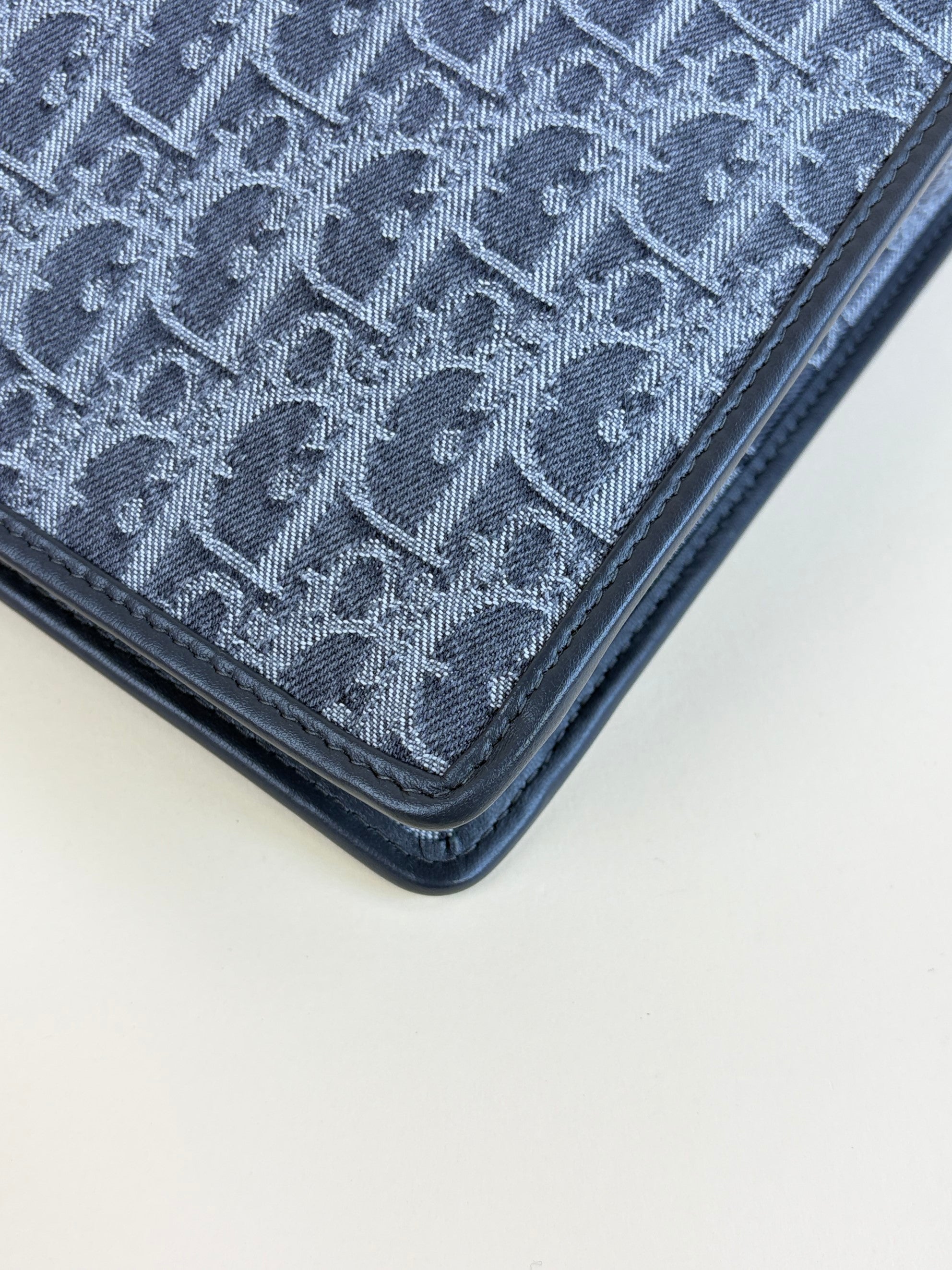 Dior grey denim oblique jacquard 30 Montaigne dea pouch