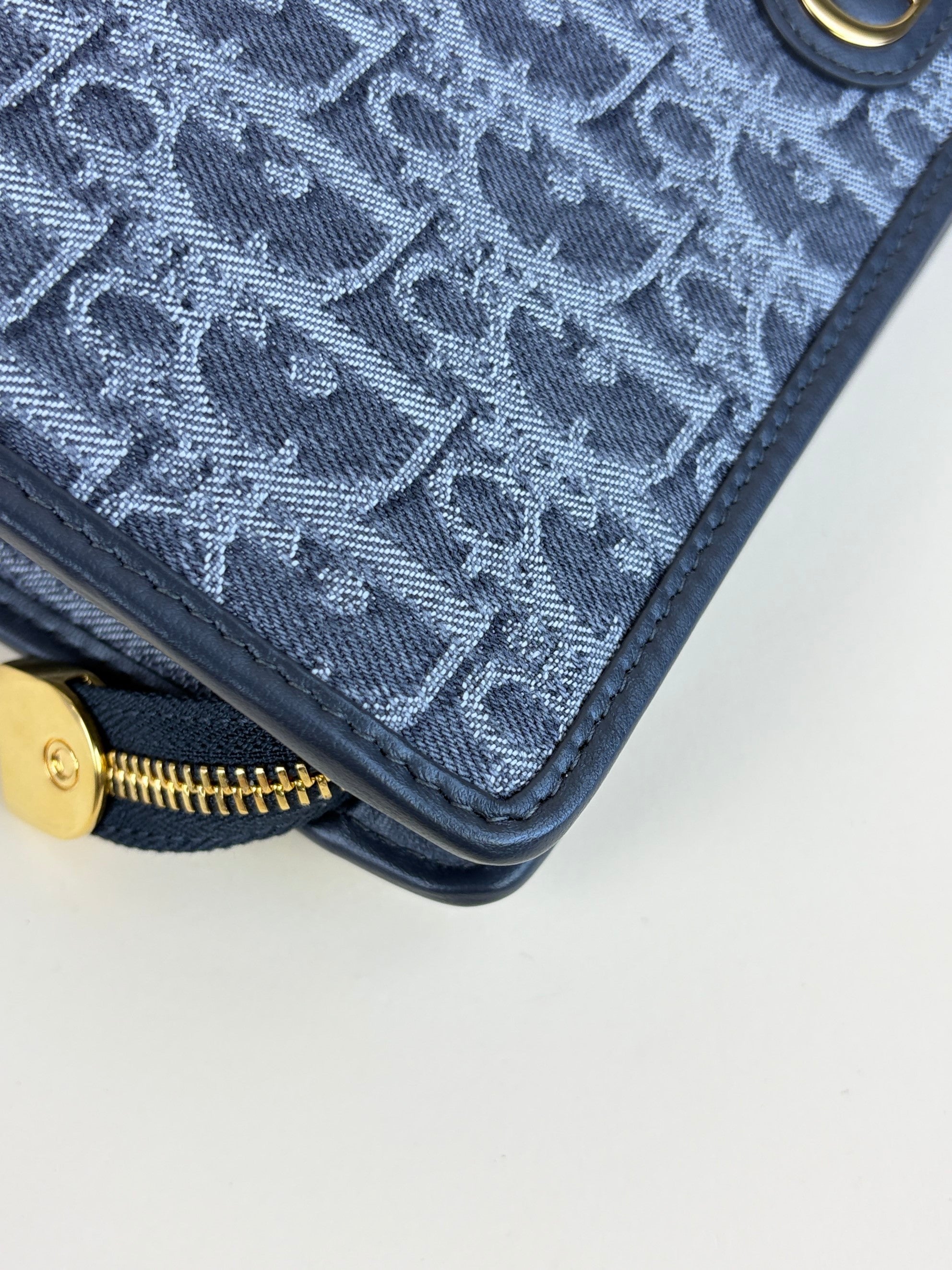 Dior grey denim oblique jacquard 30 Montaigne dea pouch