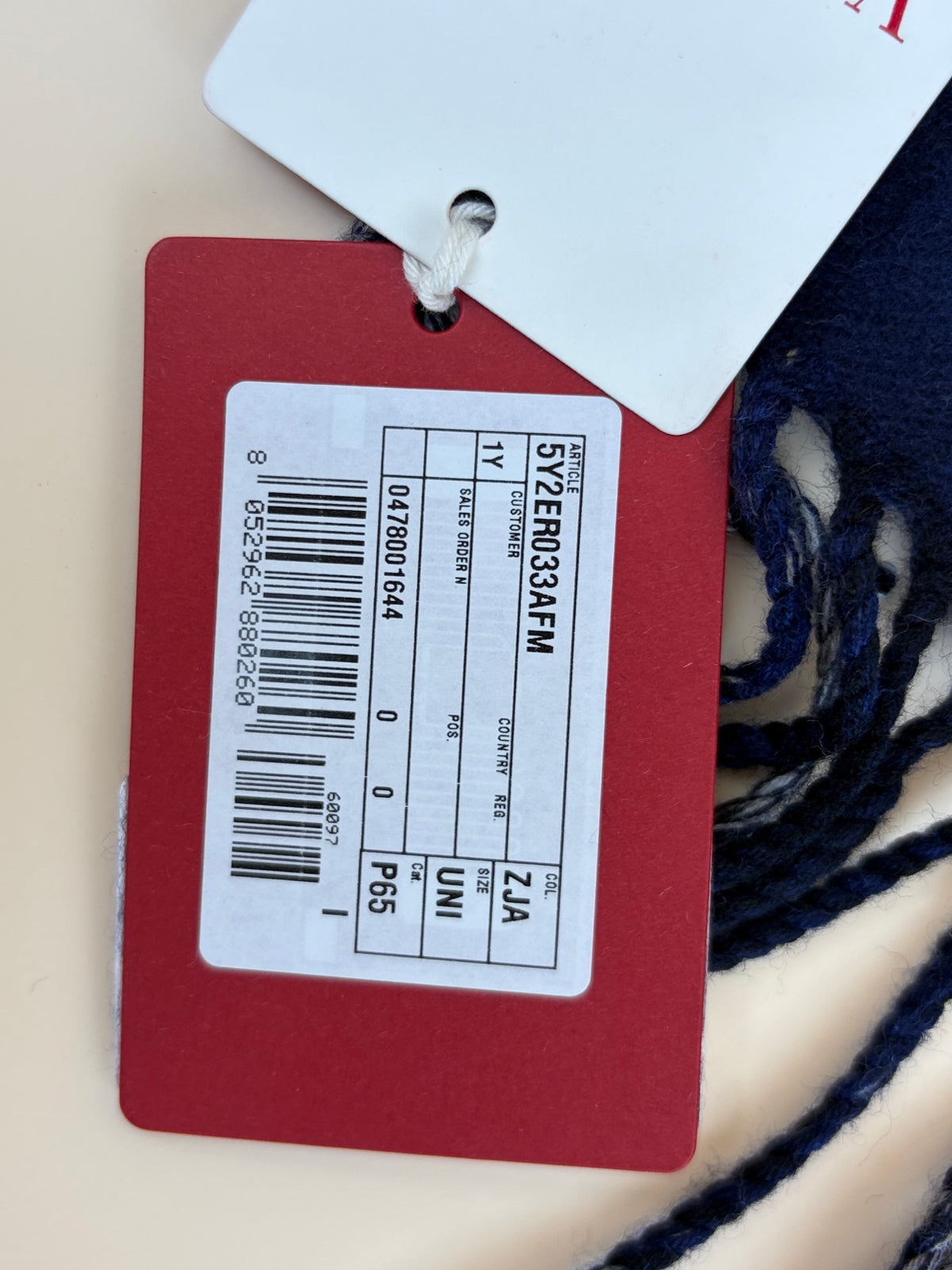 Valentino navy and checked V logo signature fringed sdges wool cashmere scarf