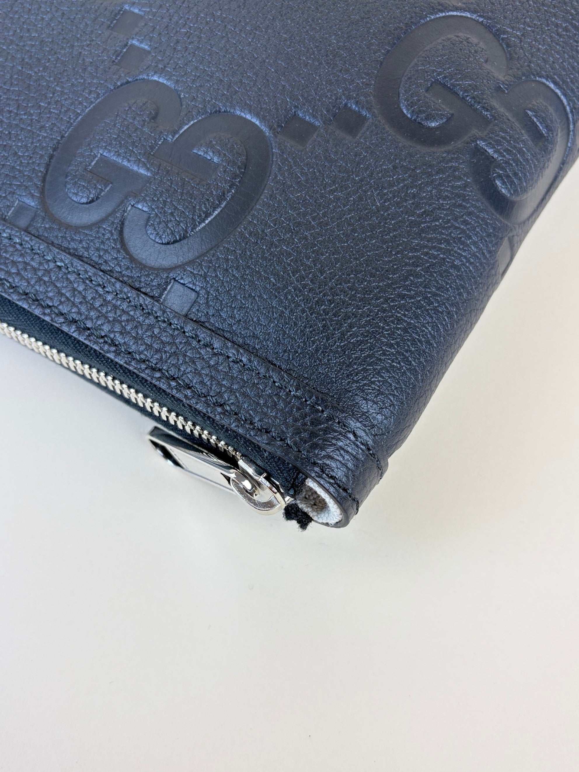 Gucci black jumbo gg document case pouch