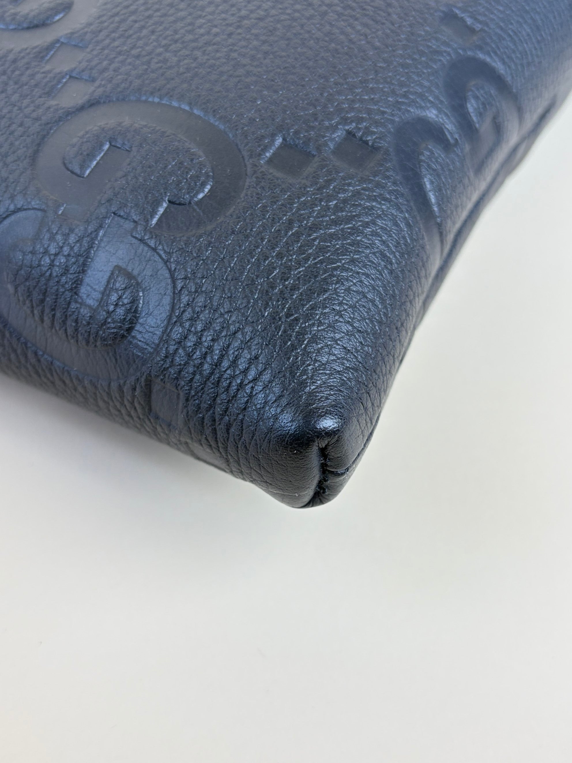 Gucci black jumbo gg document case pouch
