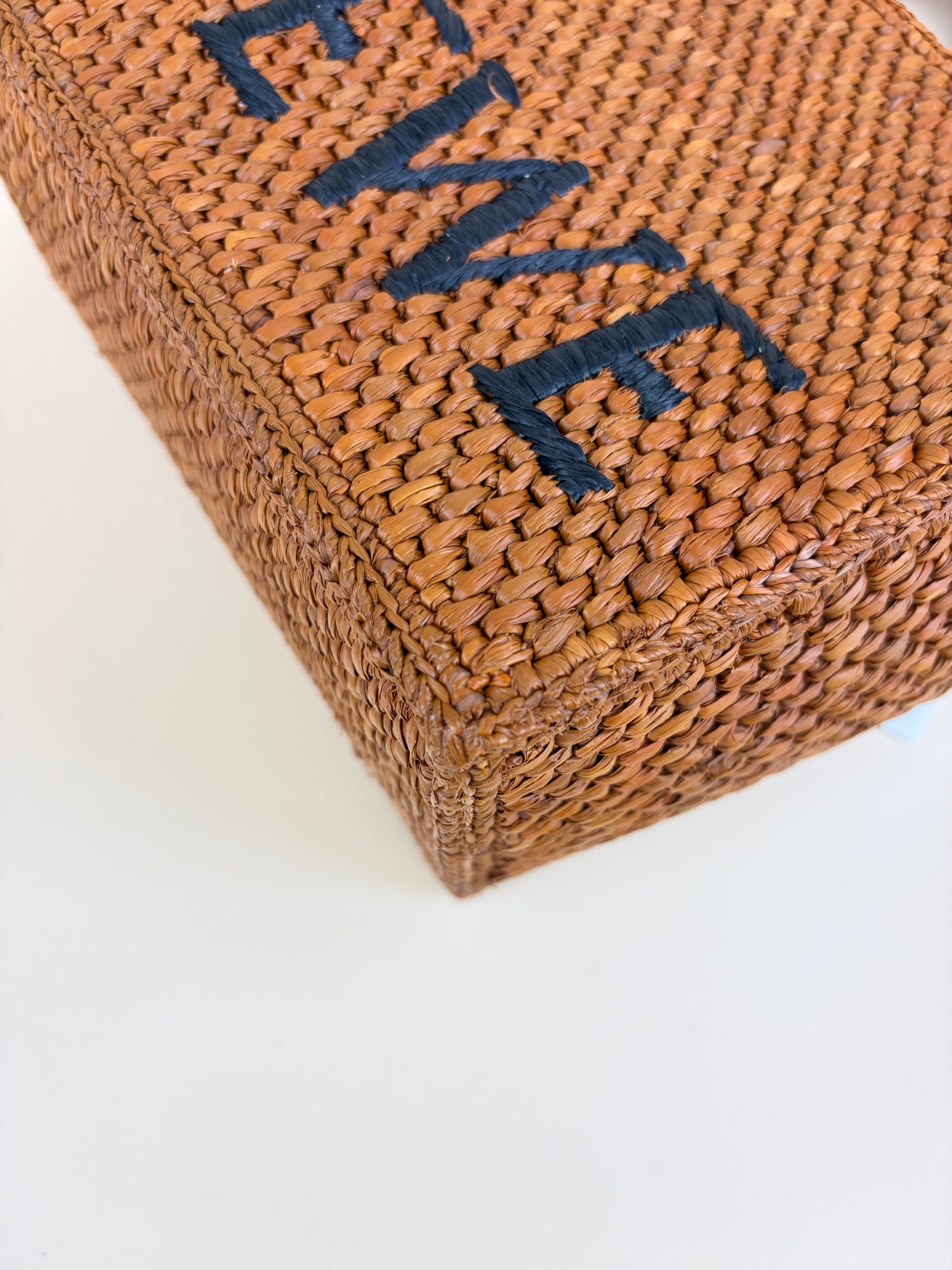 Loewe brown raffia Paula's Ibiza font small tote bag