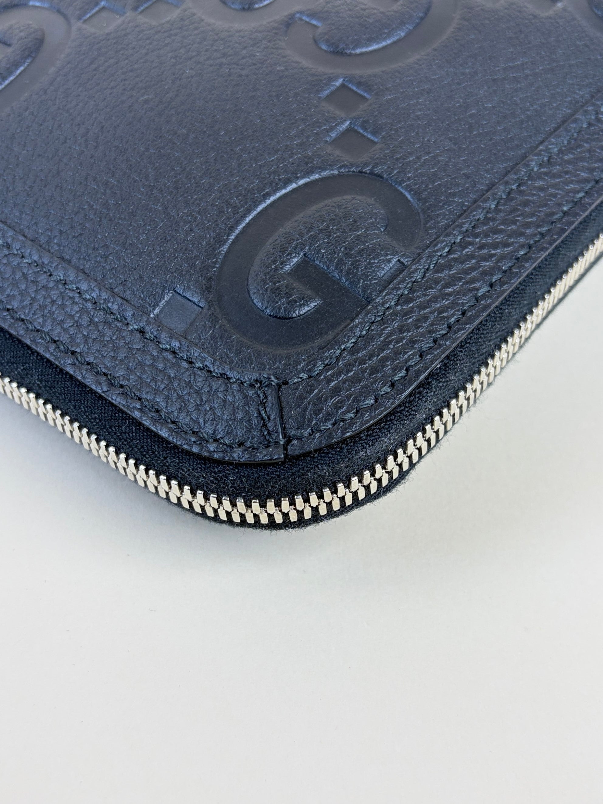 Gucci black jumbo gg document case pouch