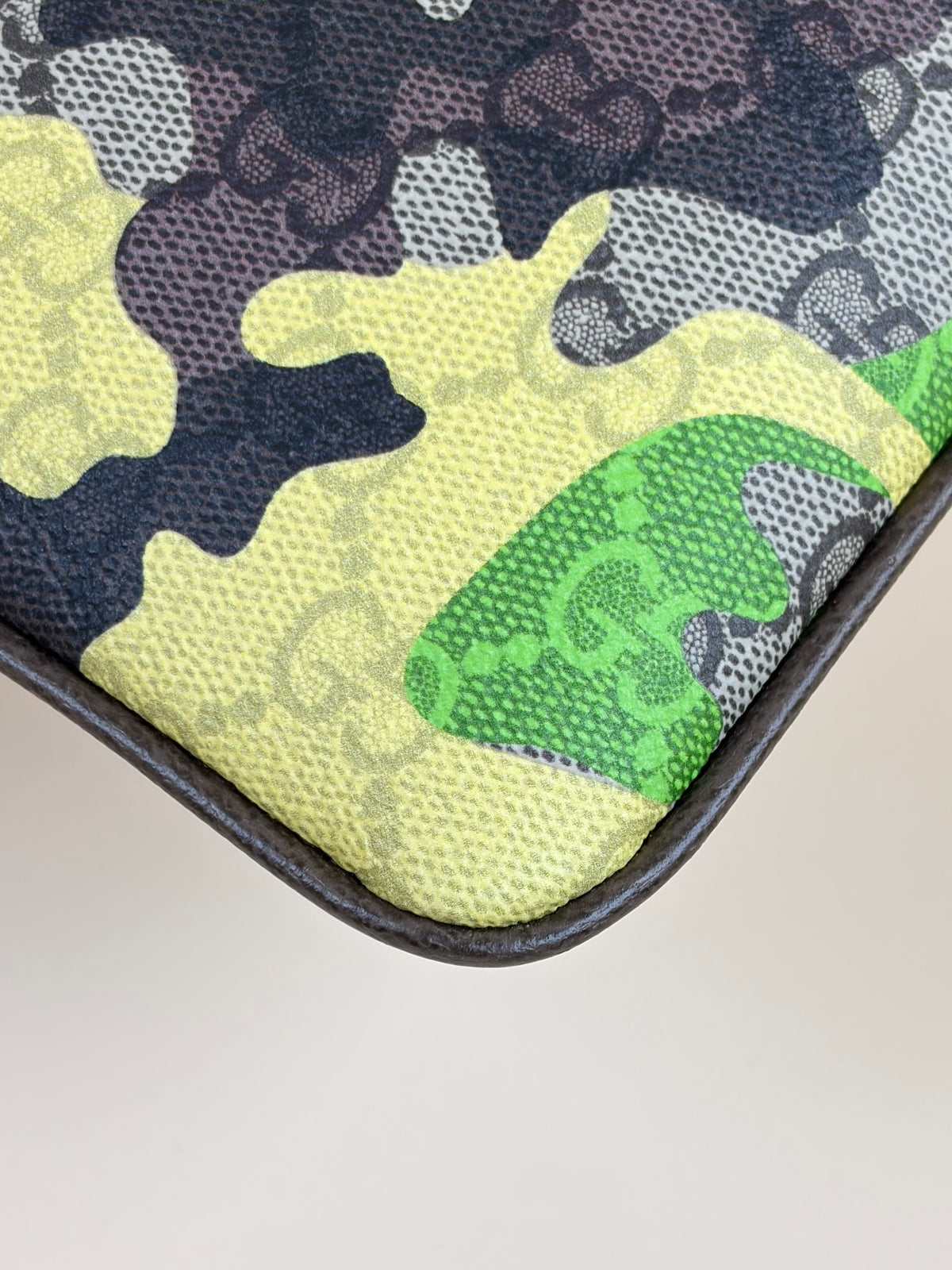Gucci yellow/green GG supreme canvas camouflage pouch