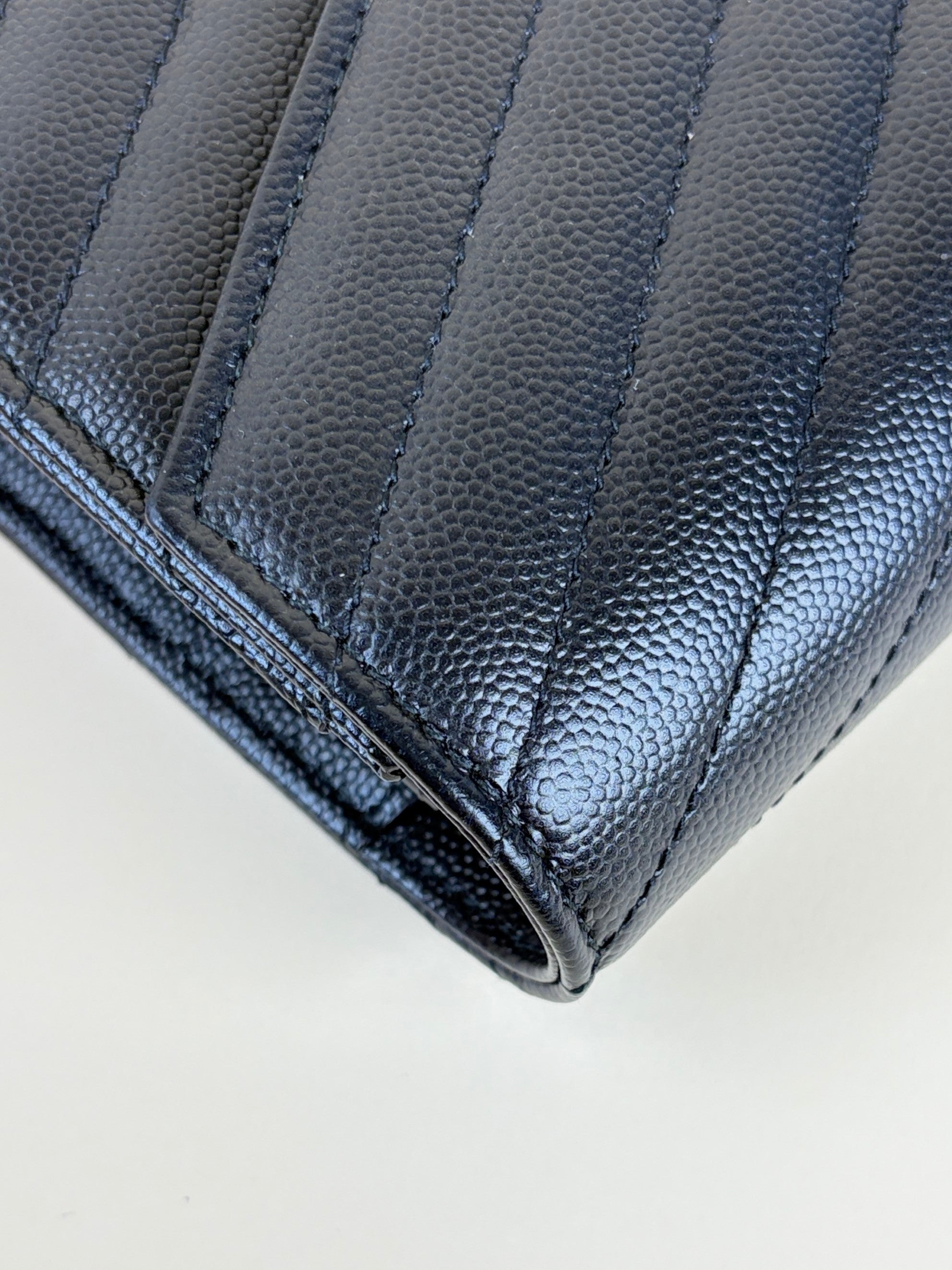 YSL black Cassandre Classic Wallet On Chain
