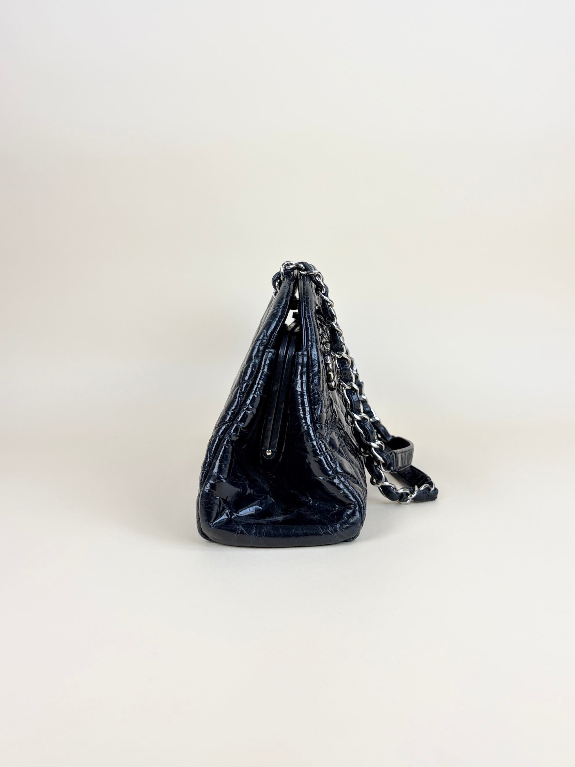 Chanel black quilted leather just mademoiselle bowling bag