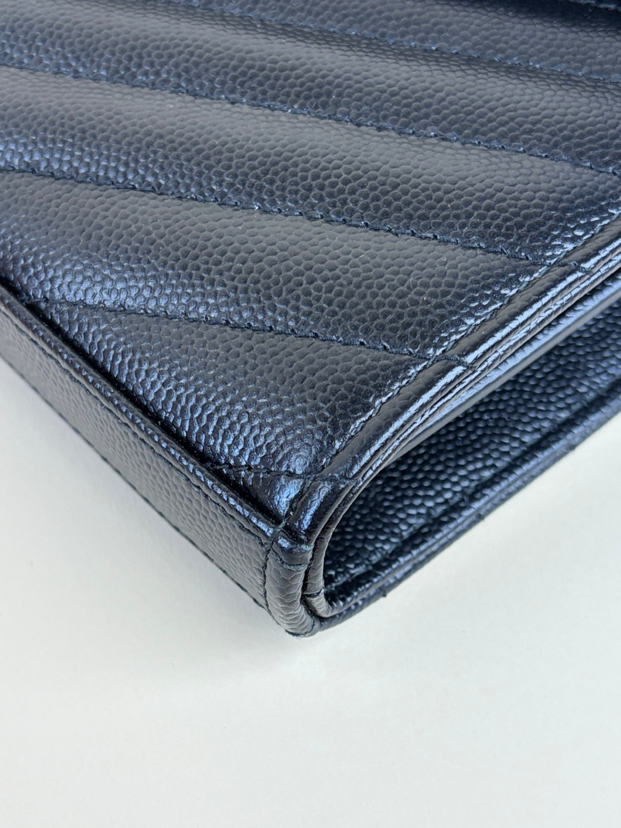 YSL black Cassandre Classic Wallet On Chain