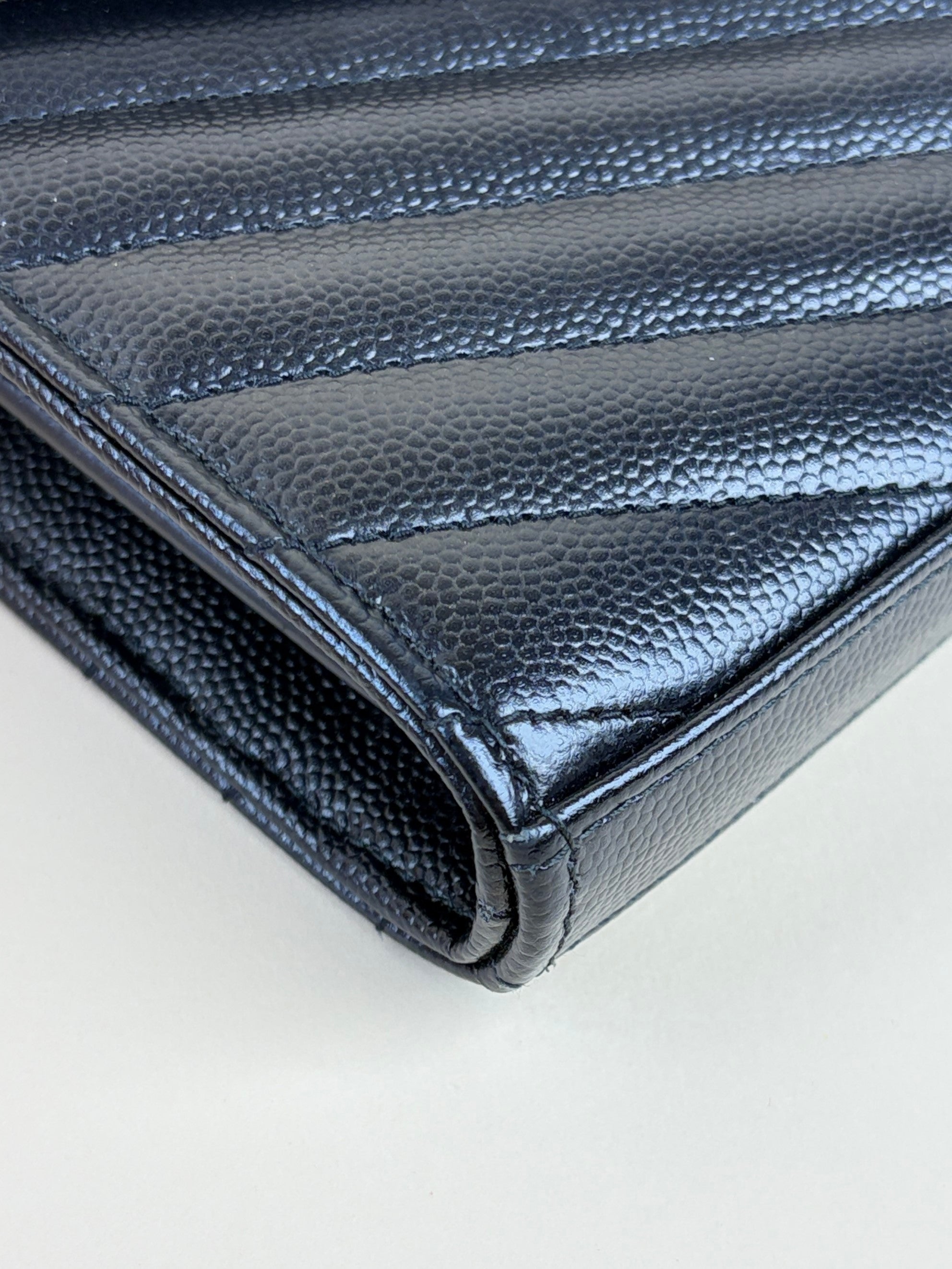 YSL black Cassandre Classic Wallet On Chain